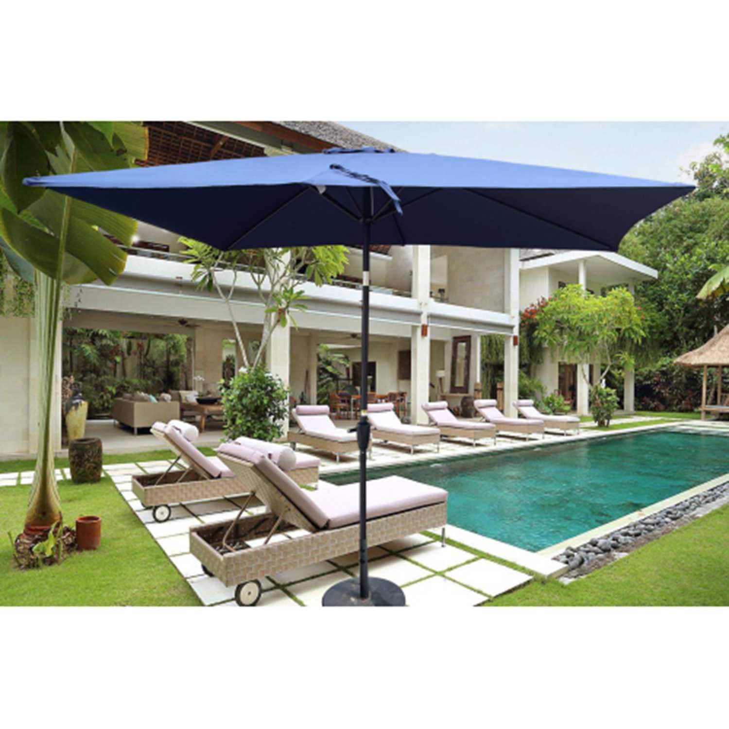 Runesay QCPATIO-07 9-Feet Steel Blue Market Patio Umbrella with Base