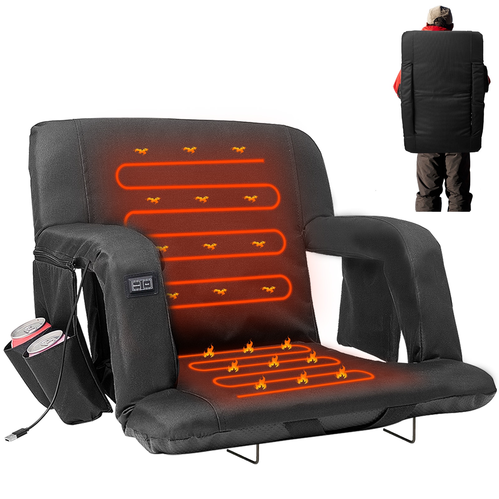 Esazn KTY-HM-L-LYU 25 x 15.7 Polyester Heated bleacher seat