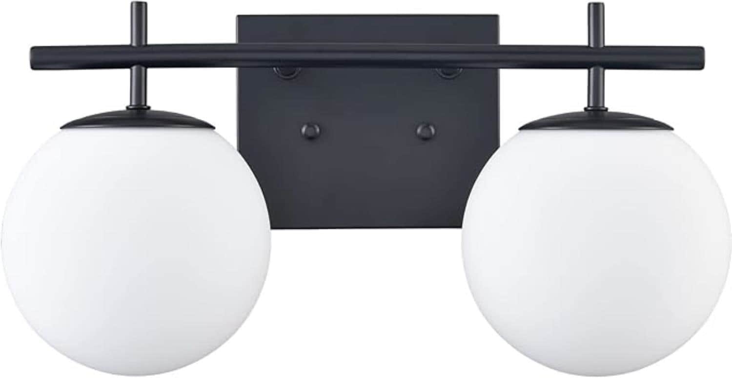 Claxy SH-B3212-2BU-BK Opal 15.94-in 2 -Light Matte Black Modern/contemporary Vanity light