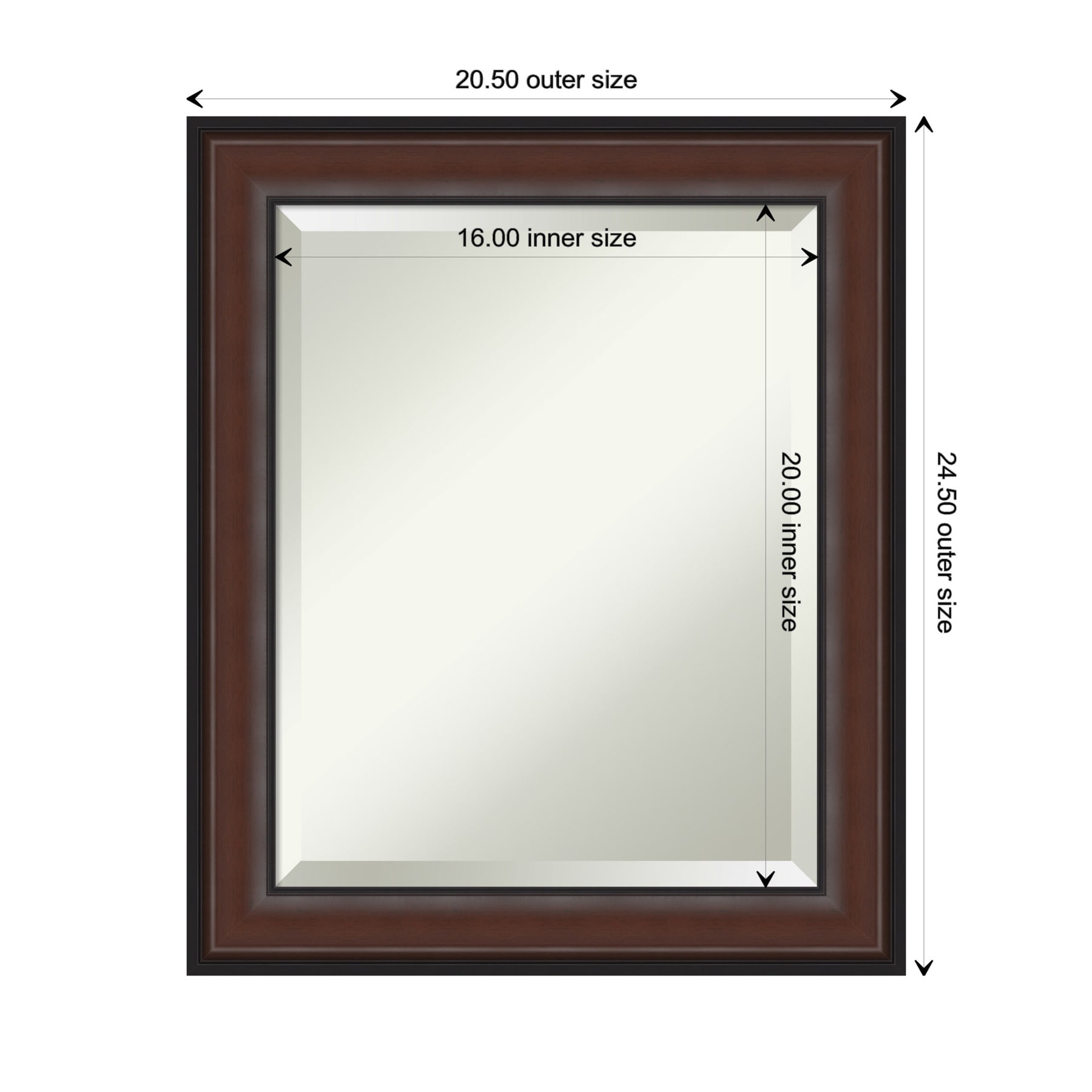 Harvard Walnut Beveled Framed Rectangular Wall Mirror