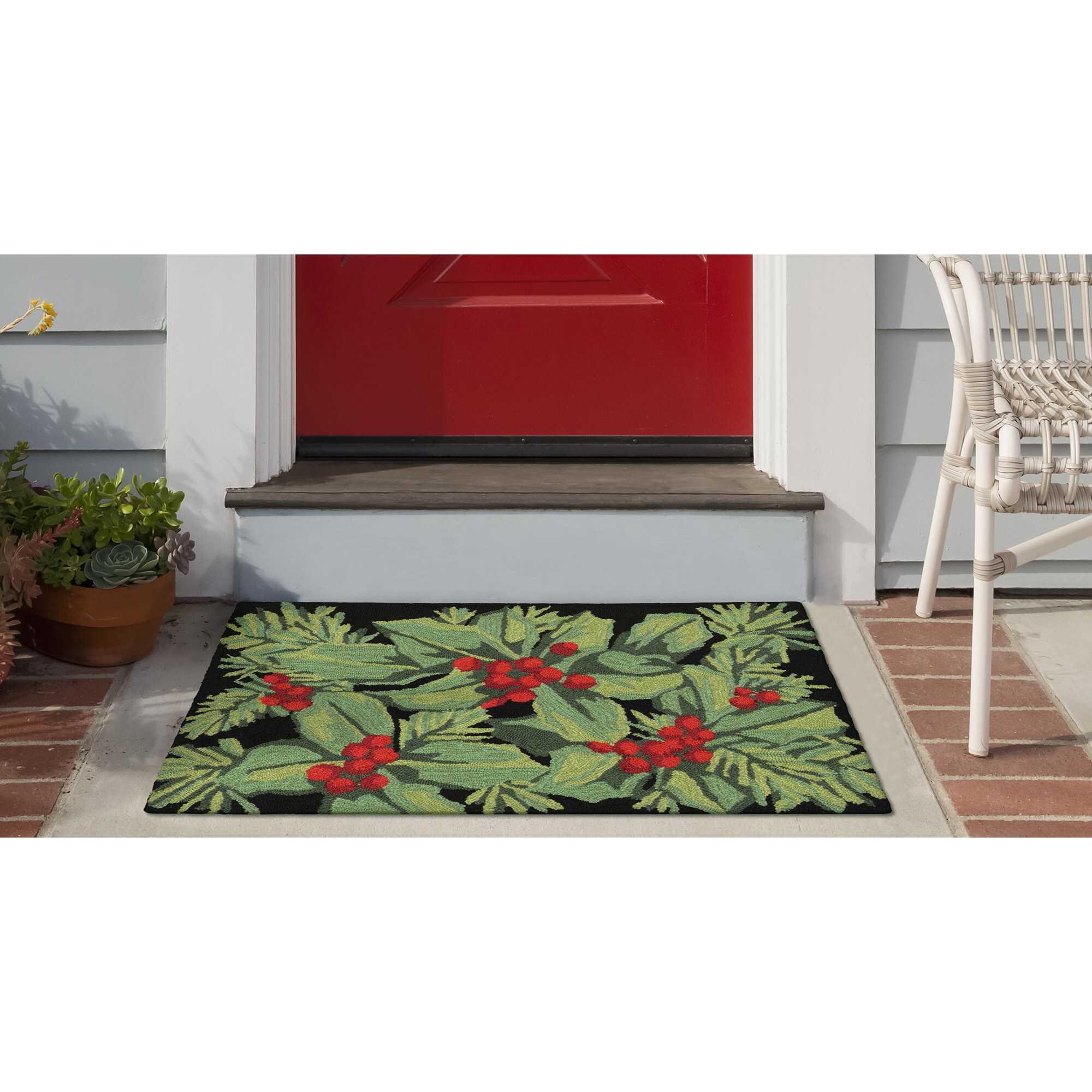 Liora Manne FTP12241948 2-ft x 3-ft Black Polyester Rectangular Indoor or outdoor Decorative Winter Door mat