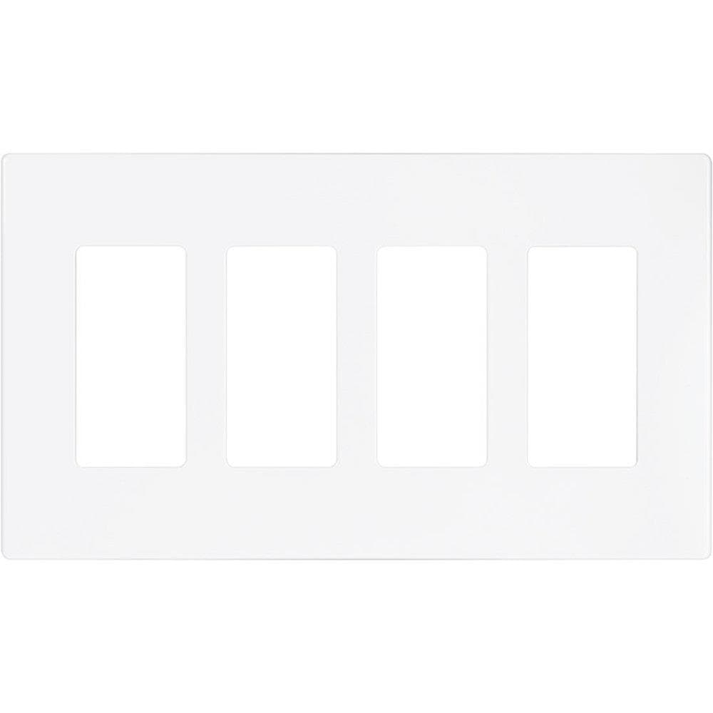Eaton PJS264W-L 4 -Gang Midsize Size White Polycarbonate Indoor Screwless Decorator Wall Plate