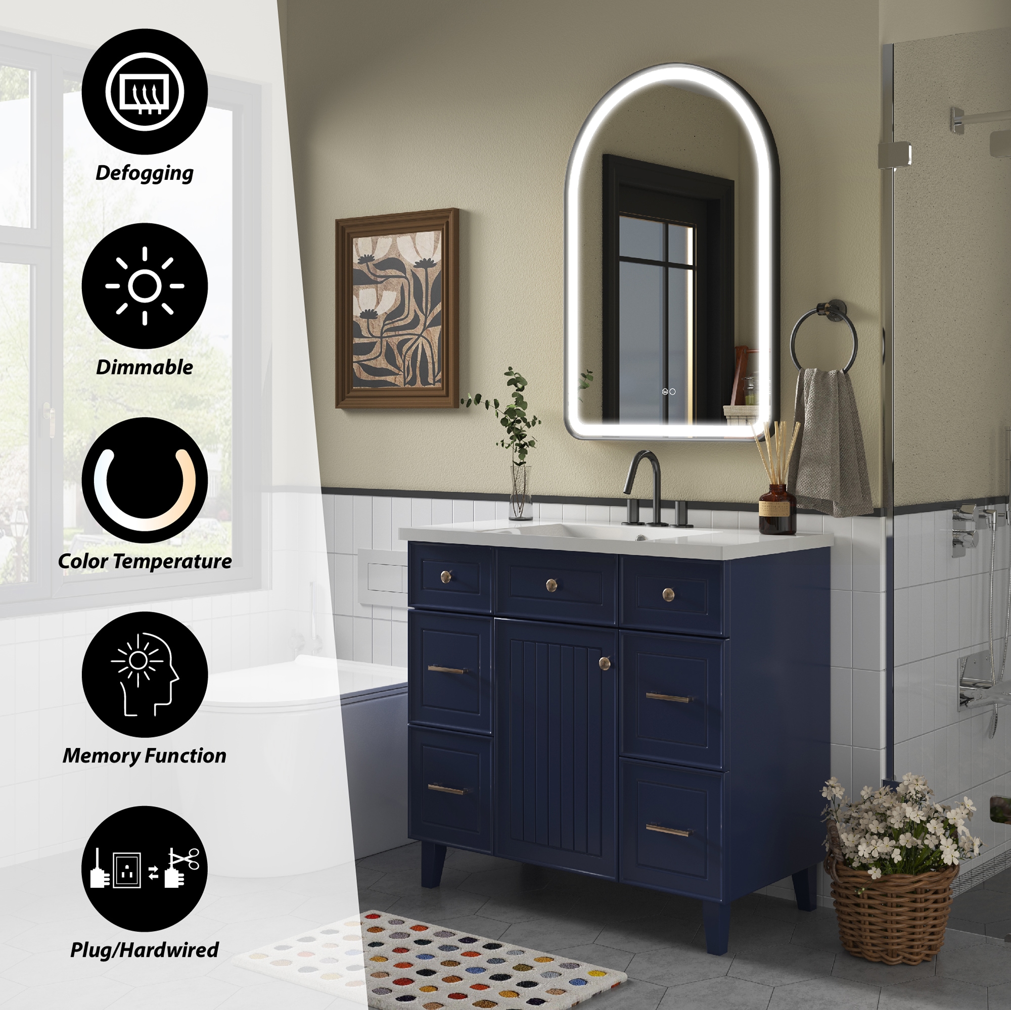 Forclover F60-LE2436MB Framed-Bath-Mirrors - View #6