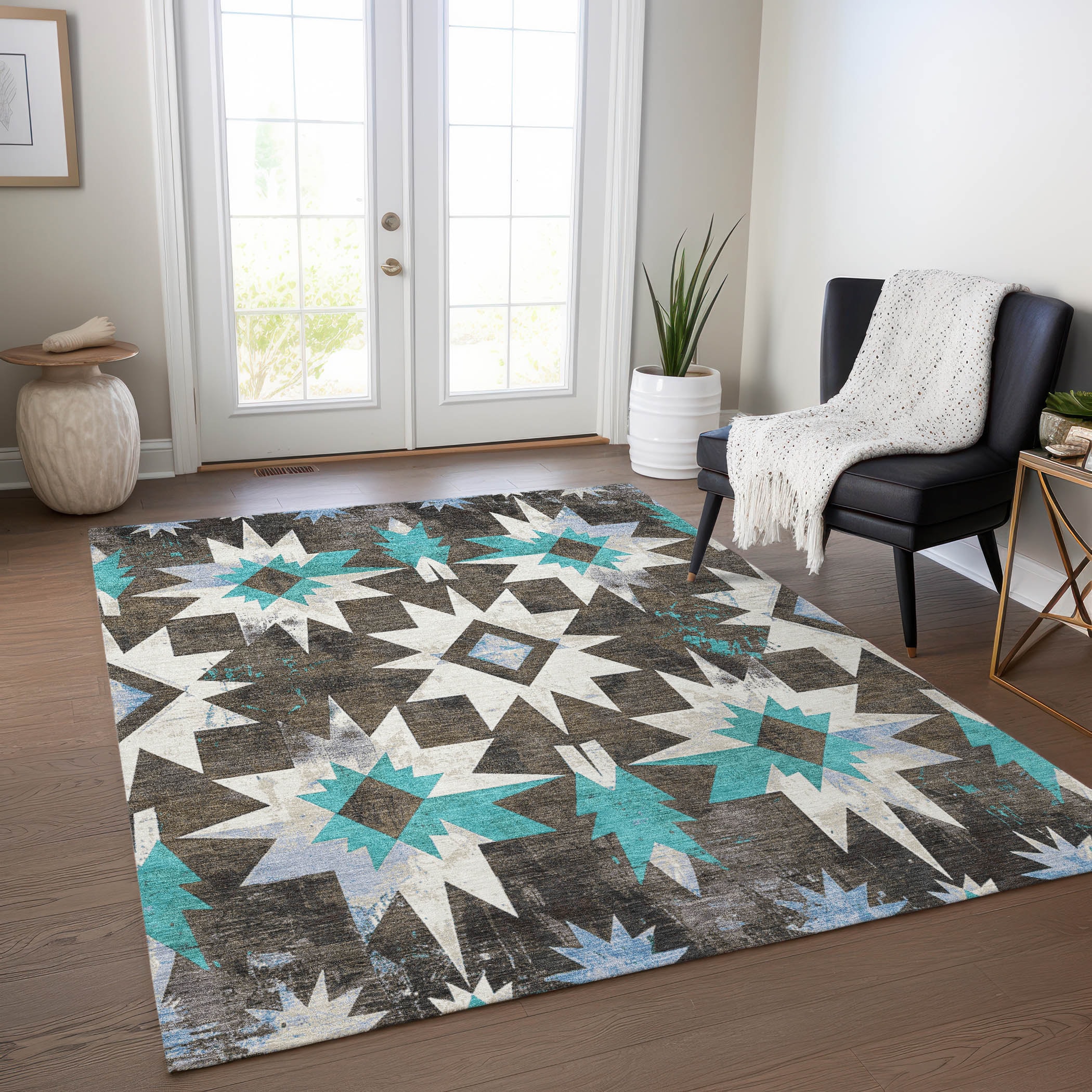 Addison Rugs ACN1893BR3X5 Chantille ACN1893BR 3 x 5 (ft) Loomed Brown Rectangular Indoor/Outdoor Geometric Machine washable Pet Friendly Area rug