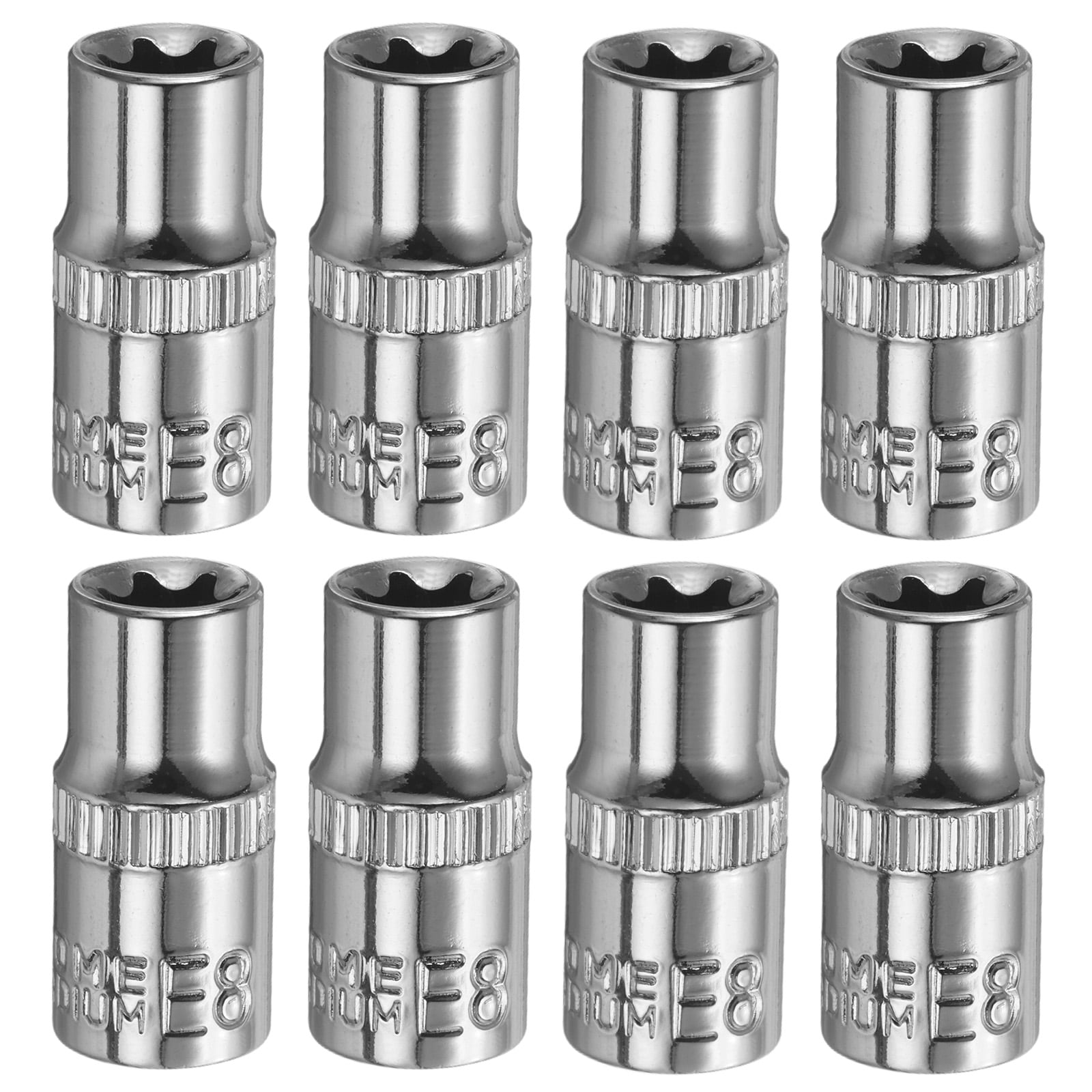 Harfington 8pcs E-Torx Socket 1/4 Inch Drive E8 External Torx Deep Socket CR-V 6 Point Spline Socket Star Female Bit Socket for Auto Repairs Home Maintenance DIY Hand-making 1 Inch Length #S26050800UX6288