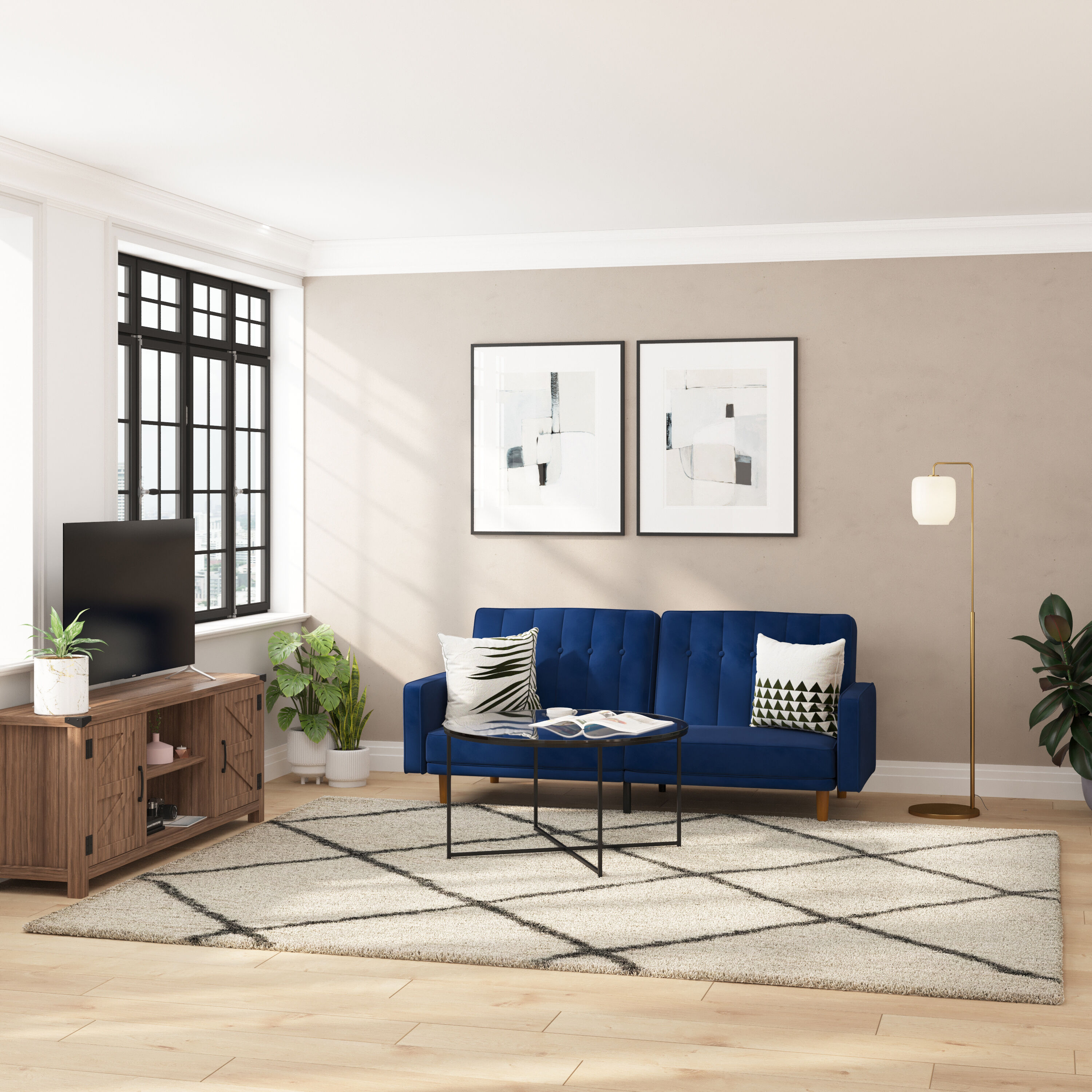 Taylor & Logan 196861090400 Roxy 8 x 10 (ft) Polyester Ivory/Gray Rectangular Indoor Mid-Century Modern Area rug