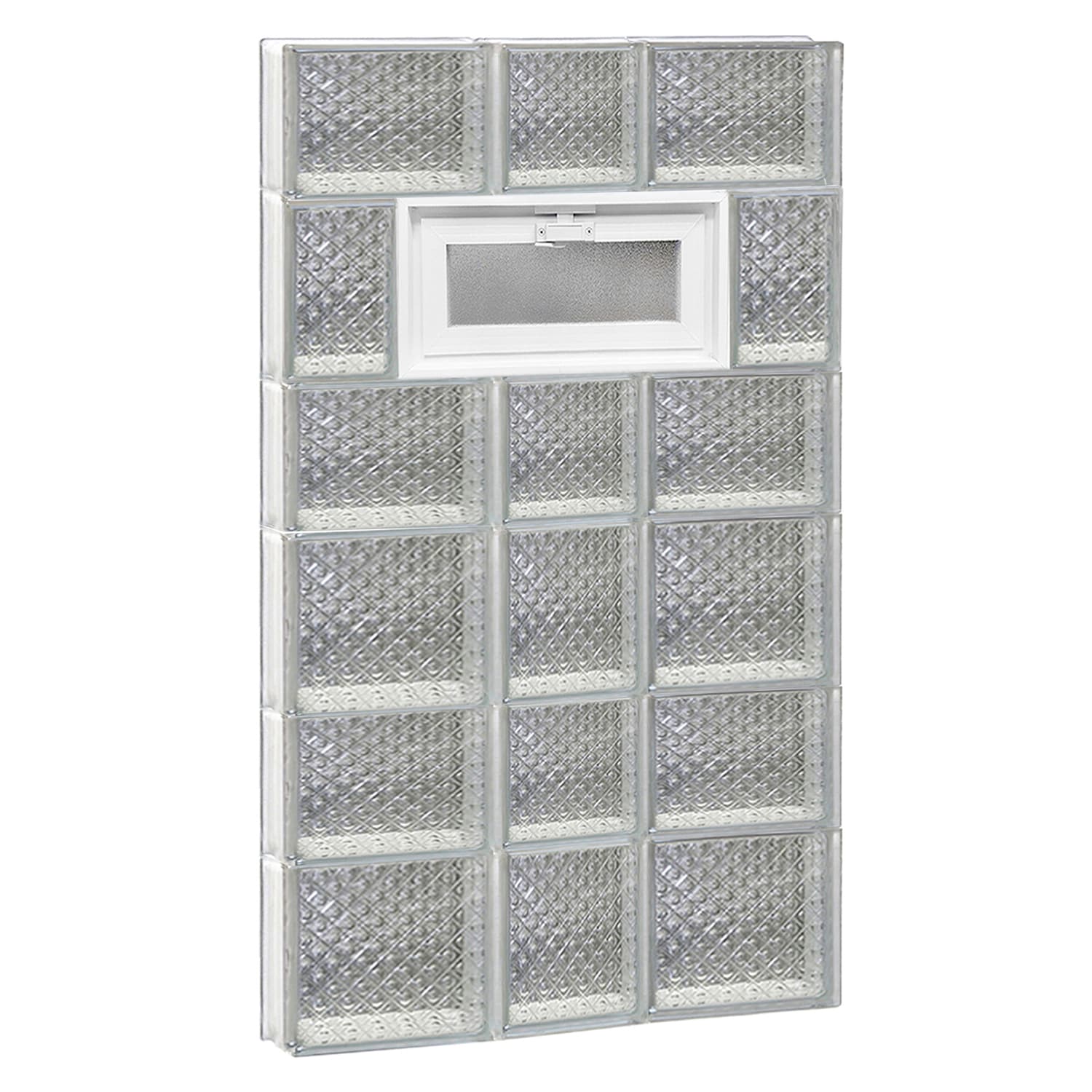 REDI2SET V2242DP Diamond Glass 21-1/4-in x 40-1/2-in Frameless Replacement Vented Glass Block Window