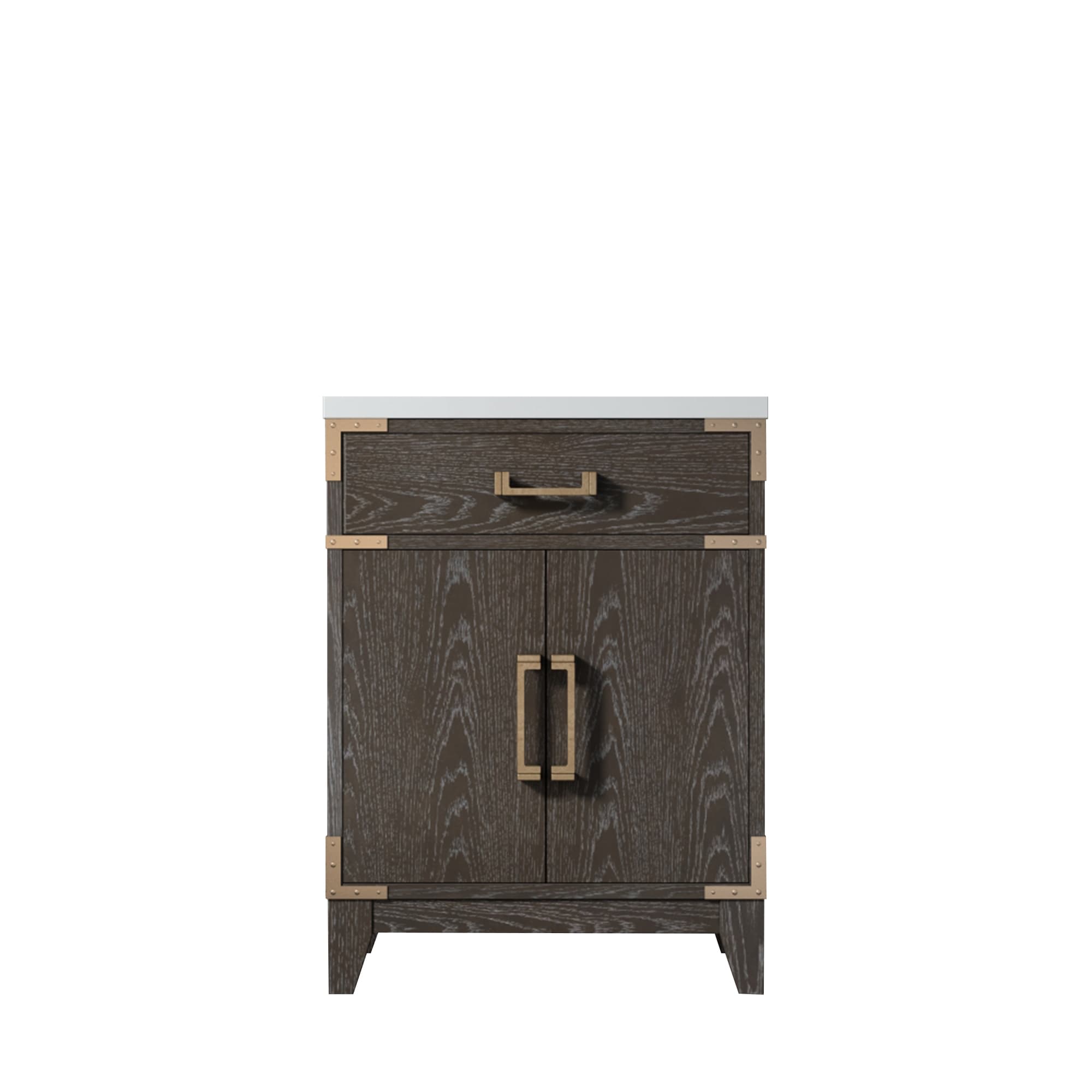 Lexora LVW24SK500 Wilton 24-in Brown Oak Single Sink Bathroom Vanity with White Acrylic Top
