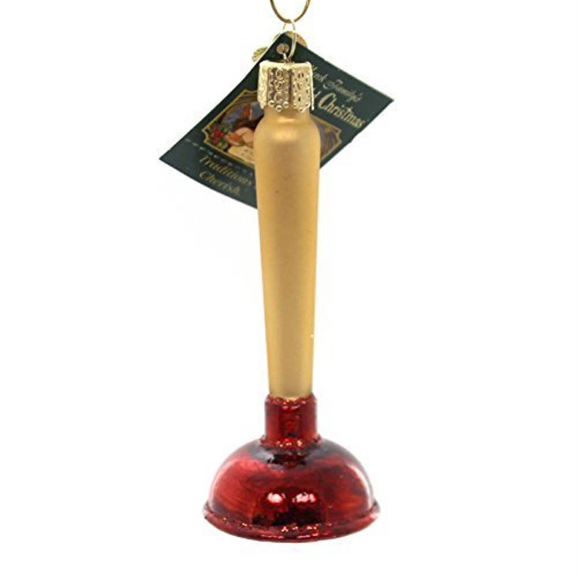 Old World Christmas 729343321930 Blown Glass Ornament for Christmas Tree - Toilet Plunger