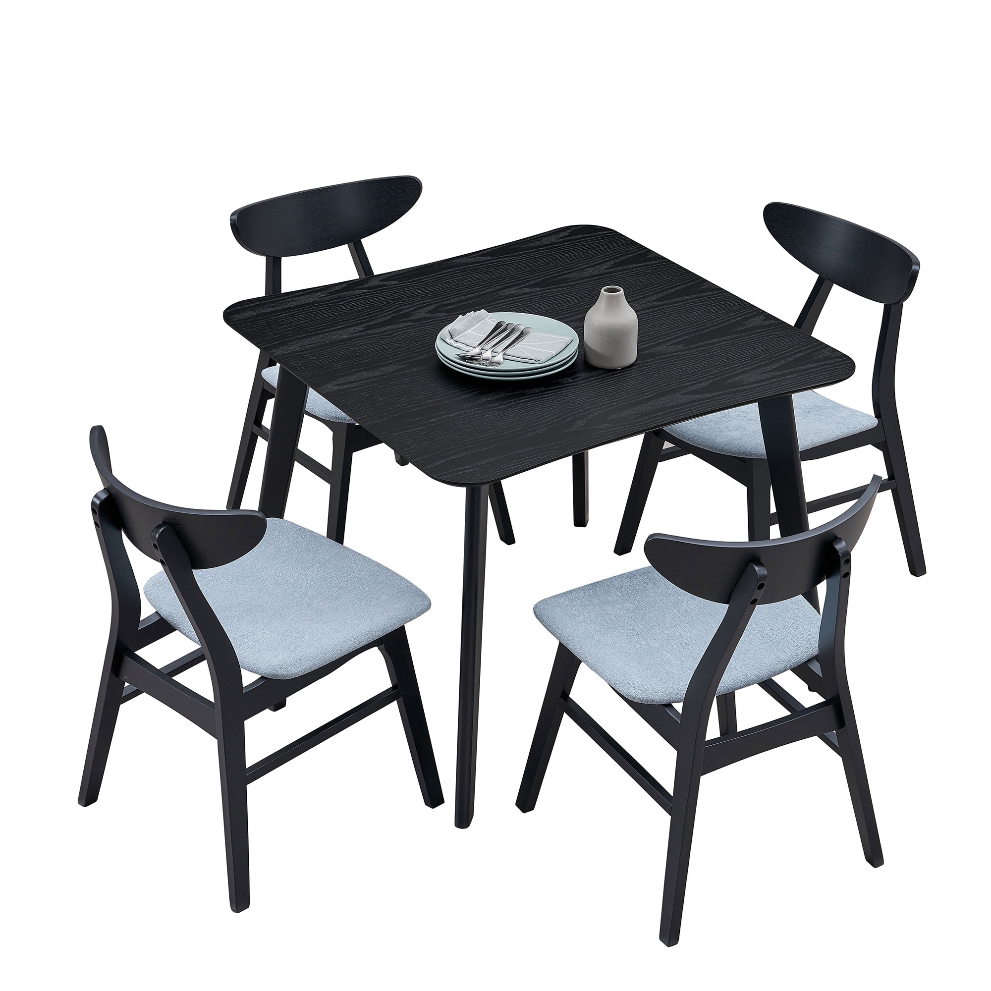Bybafun YA0100207 Black Rustic Dining Room Set with Square Table ( Seats 4 )