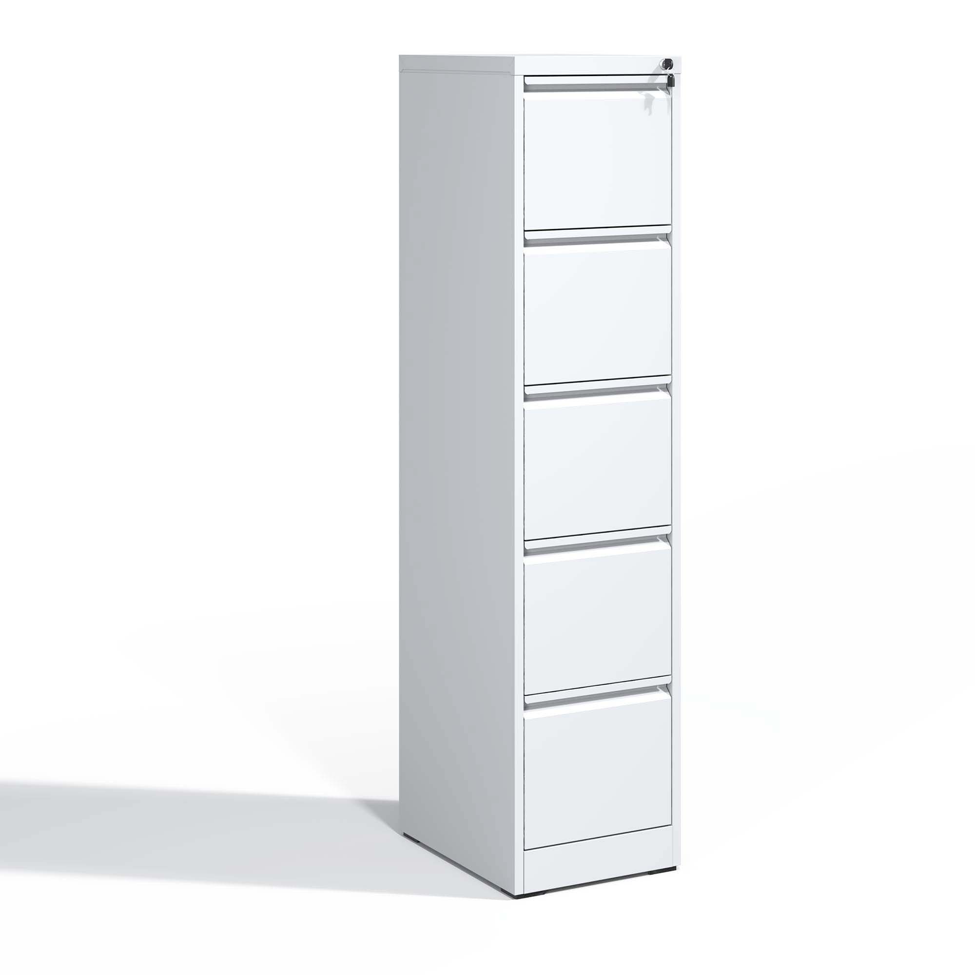 VIYET - 15.2-in W x 17.7-in D x 64.2-in H 5-Drawer White Metal Vertical File Cabinet with Lock fo...