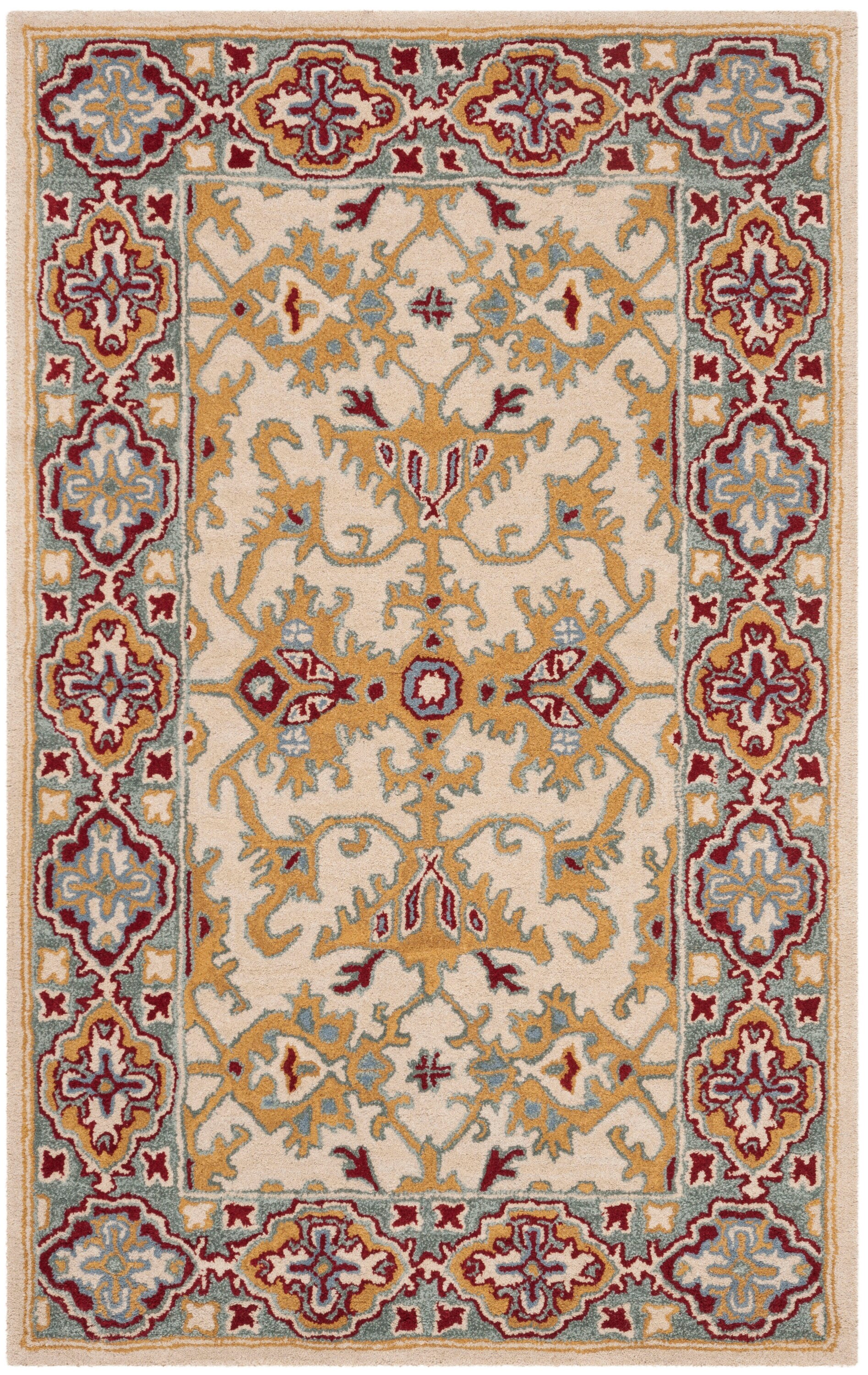 Ivory and Blue Hand-Tufted Wool Rectangular Area Rug