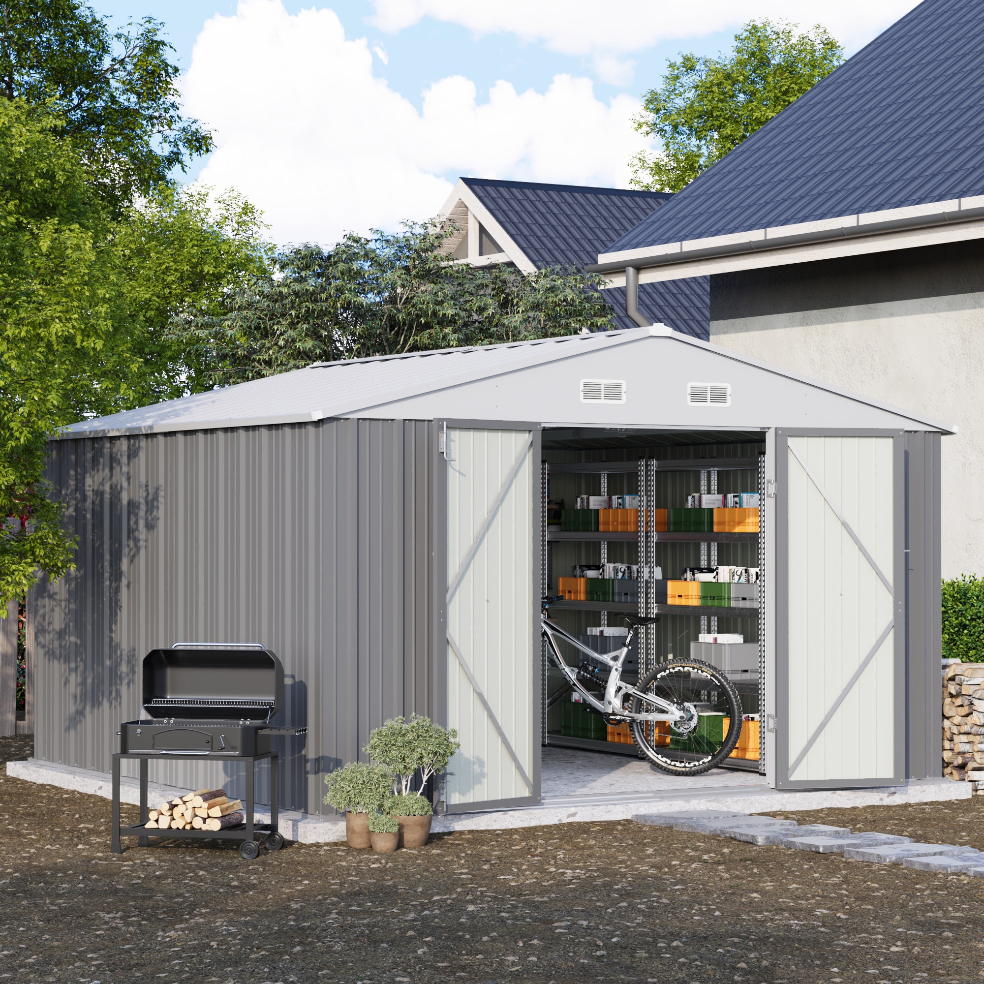 Patiowell WES-PS22-0096-GY Metal-Storage-Buildings-Sheds - View #2