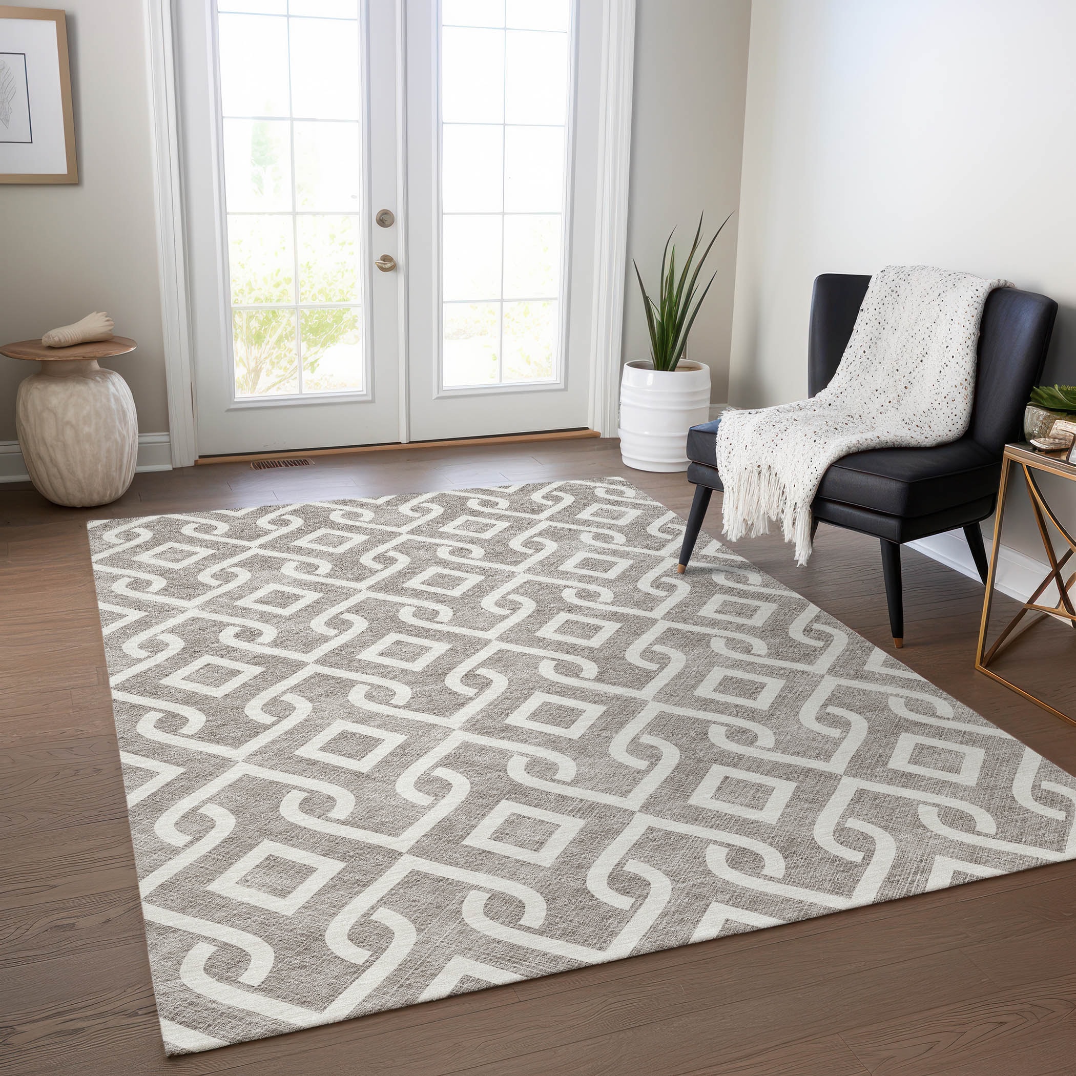 Addison Rugs Chantille 10 X 14 (ft) Taupe Indoor/Outdoor Geometric ...