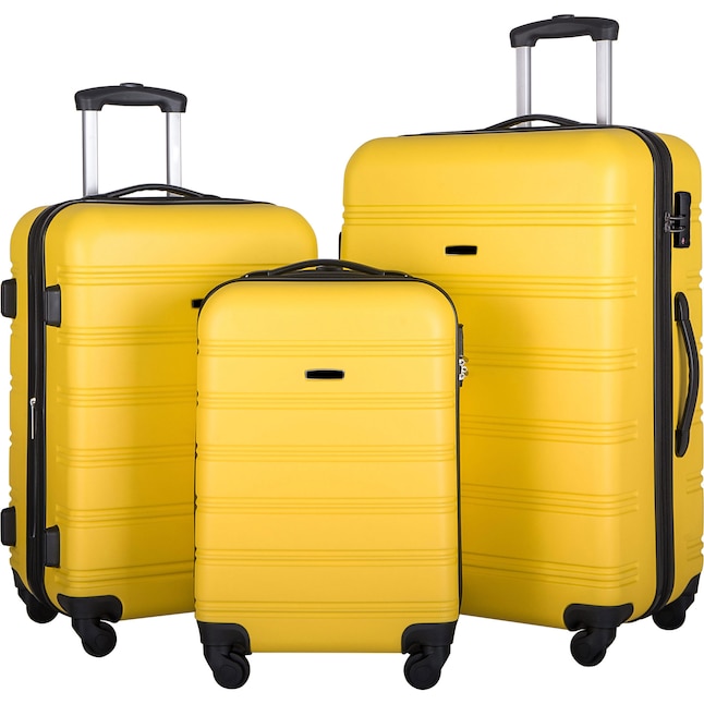 CASAINC Luggage-Set 3 Pcs 28 X 19 X 13 Yellow Plastic Hardshell Suitcase  Set (1-Bag) in the Luggage & Luggage Sets department at