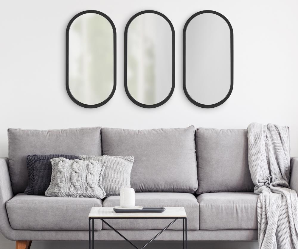 Travis Capsule Black Wood Framed Full-Length Vanity Mirror 12x24