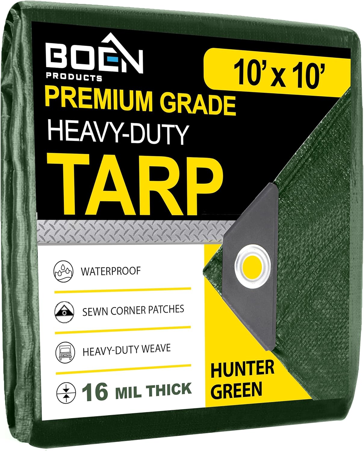 BOEN HGT-1010 10-ft x 10-ft Green Waterproof Commercial Polyethylene 16-Mils Tarp