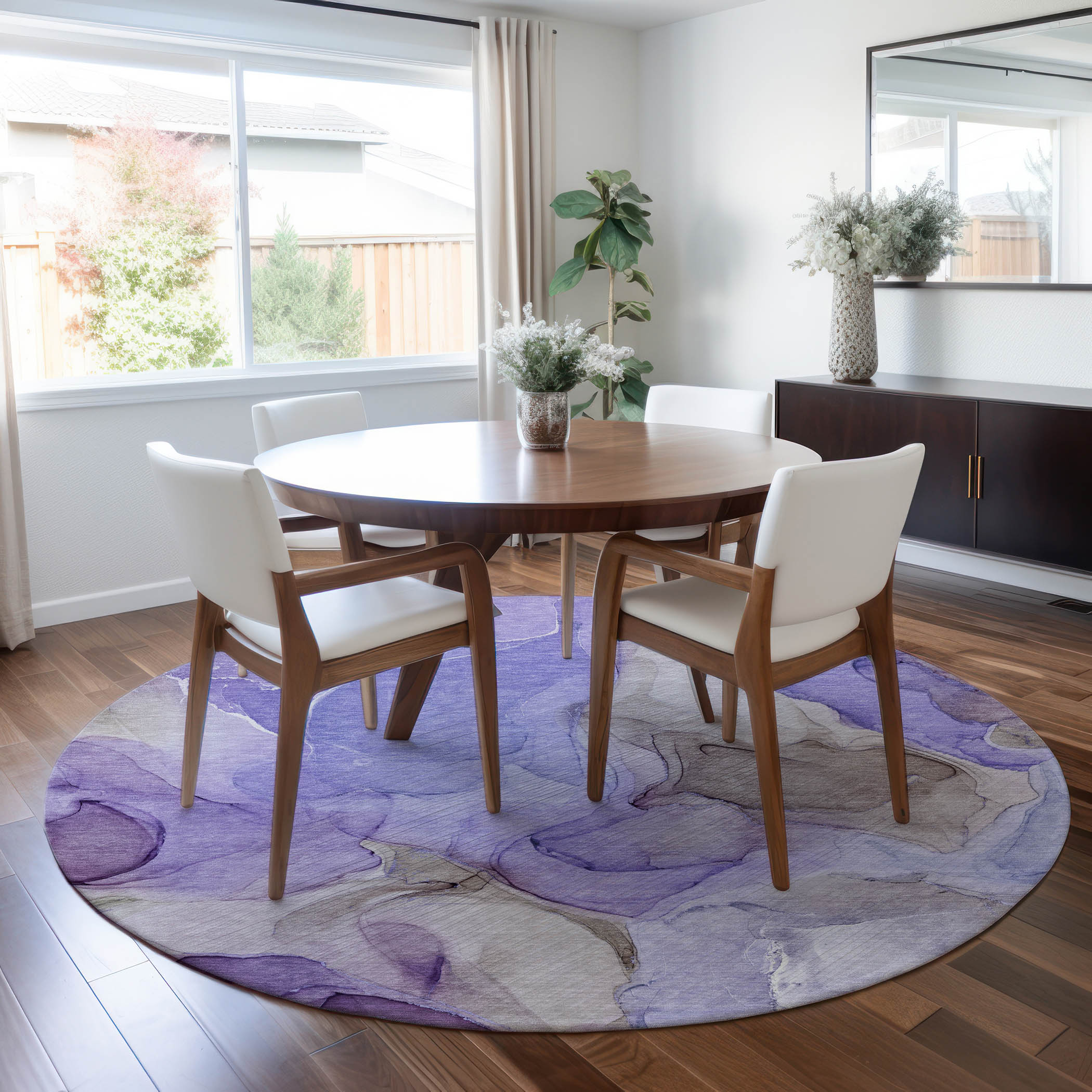 Addison Rugs ACN504PP8RO Chantille ACN504PP 8 x 8 (ft) Polyester Purple Round Indoor/Outdoor Abstract Machine washable Area rug