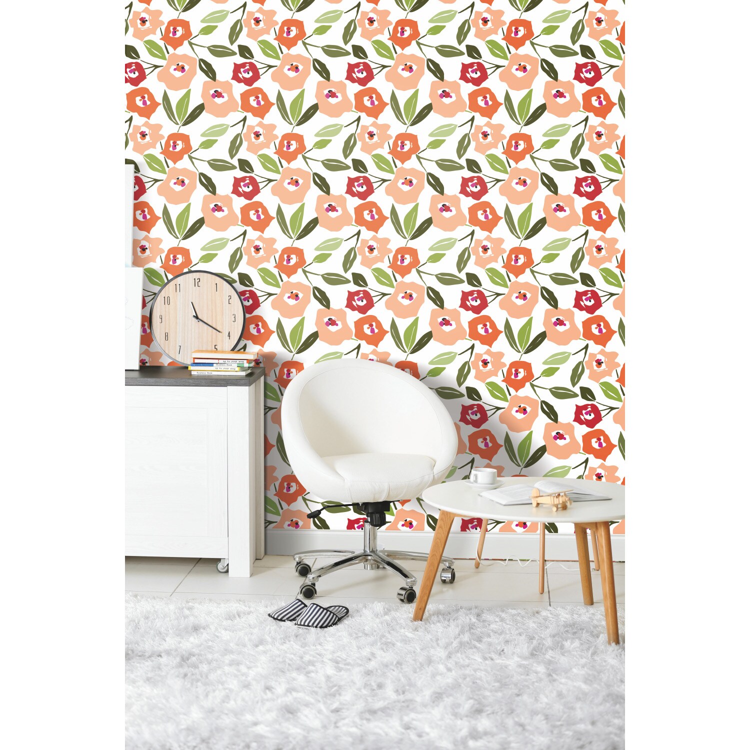 RoomMates 28.29-sq ft Pink Vinyl Floral Self-adhesive Peel and Stick ...