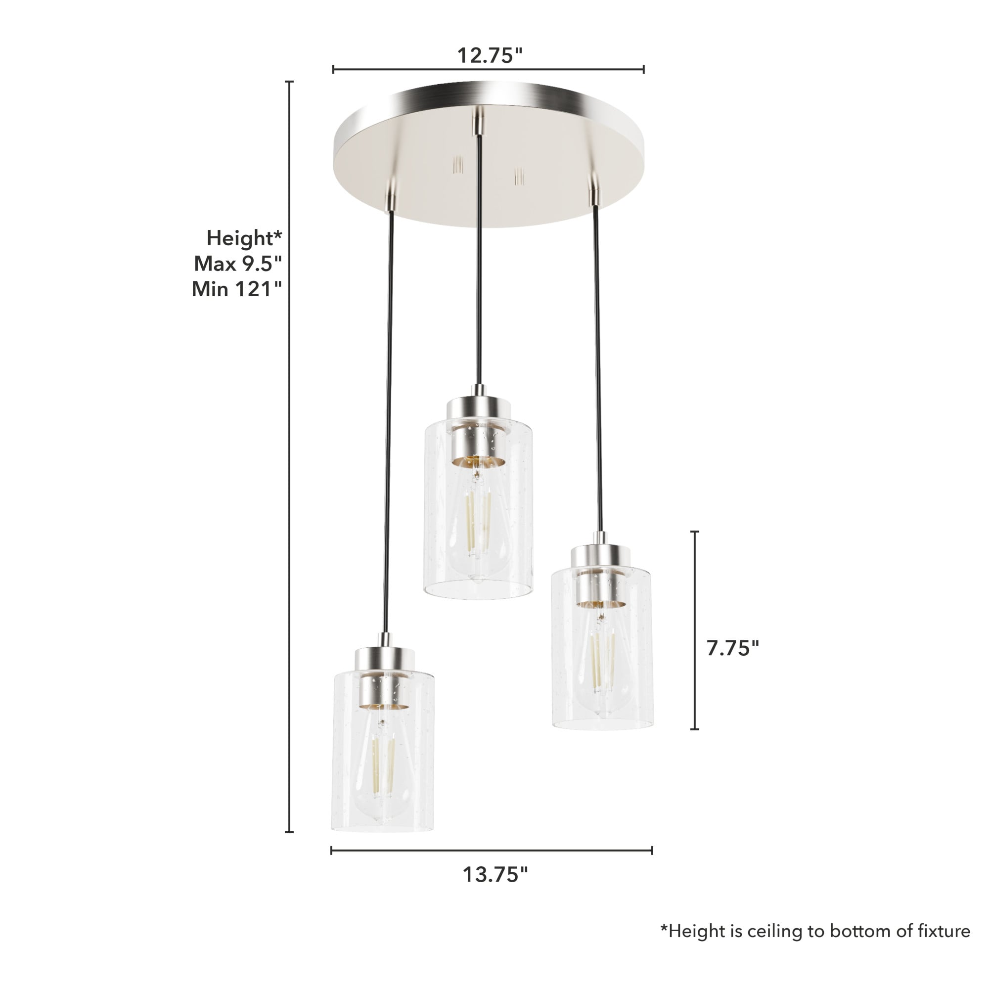 Hunter Hartland 3-Light Brushed Nickel Transitional Globe LED Mini ...