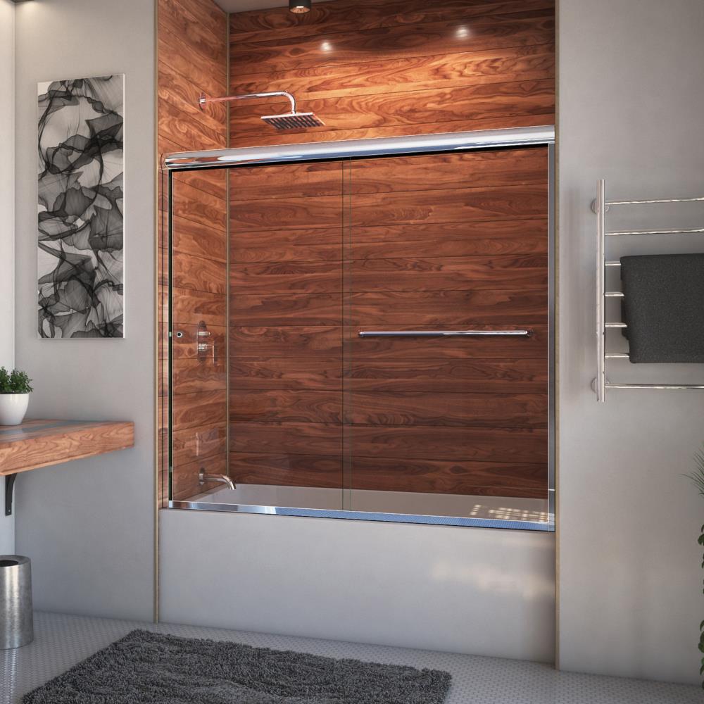 Arizona Shower Door ET17257CHCLL Euro Polished Chrome 68-in to 72-in W x 57.375-in H Semi-frameless Bypass Sliding Bathtub door