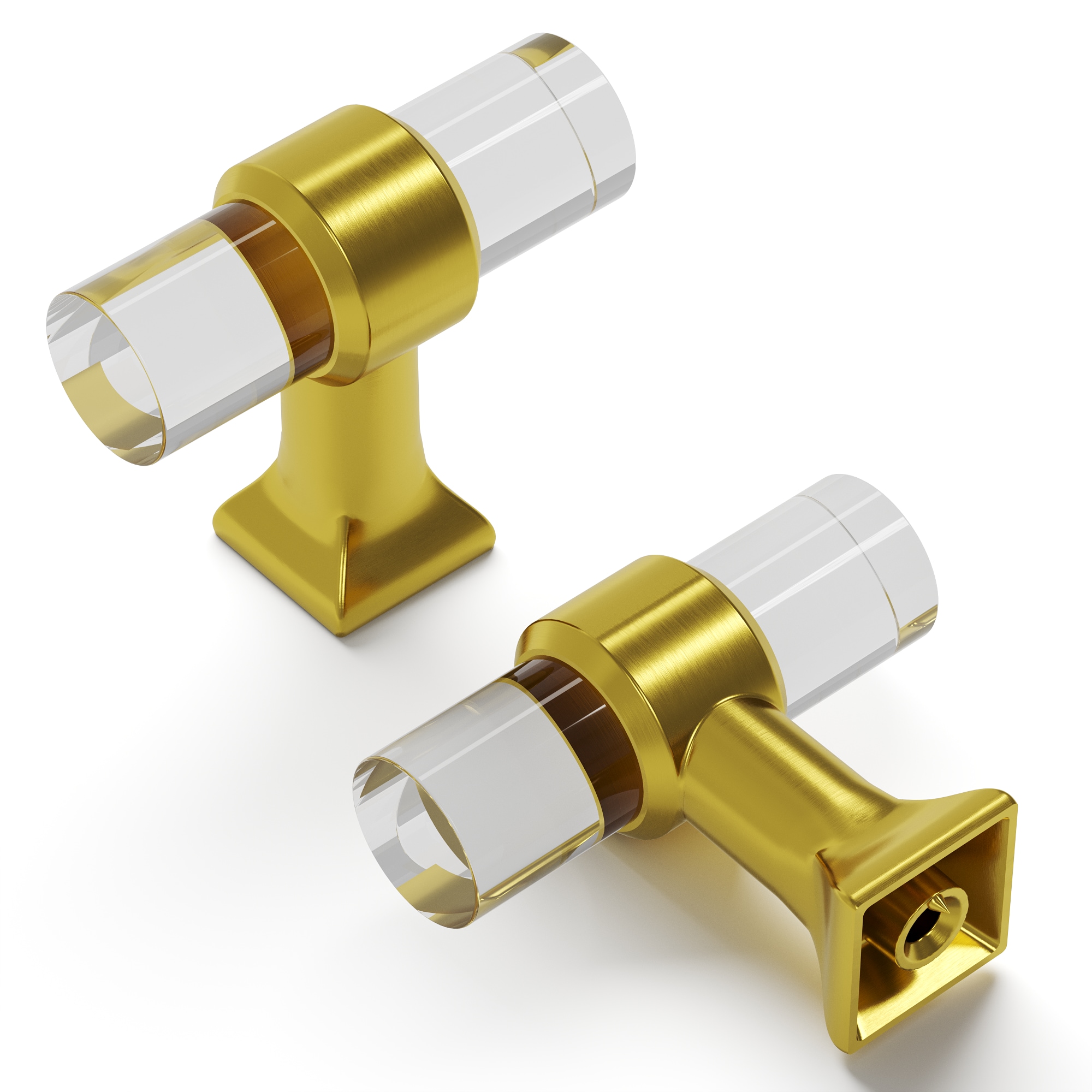 Hickory Hardware H079520-CABGB Crystal Palace 1-3/4-in Crysacrylic with Brushed Golden Brass Bar Contemporary Cabinet Knob