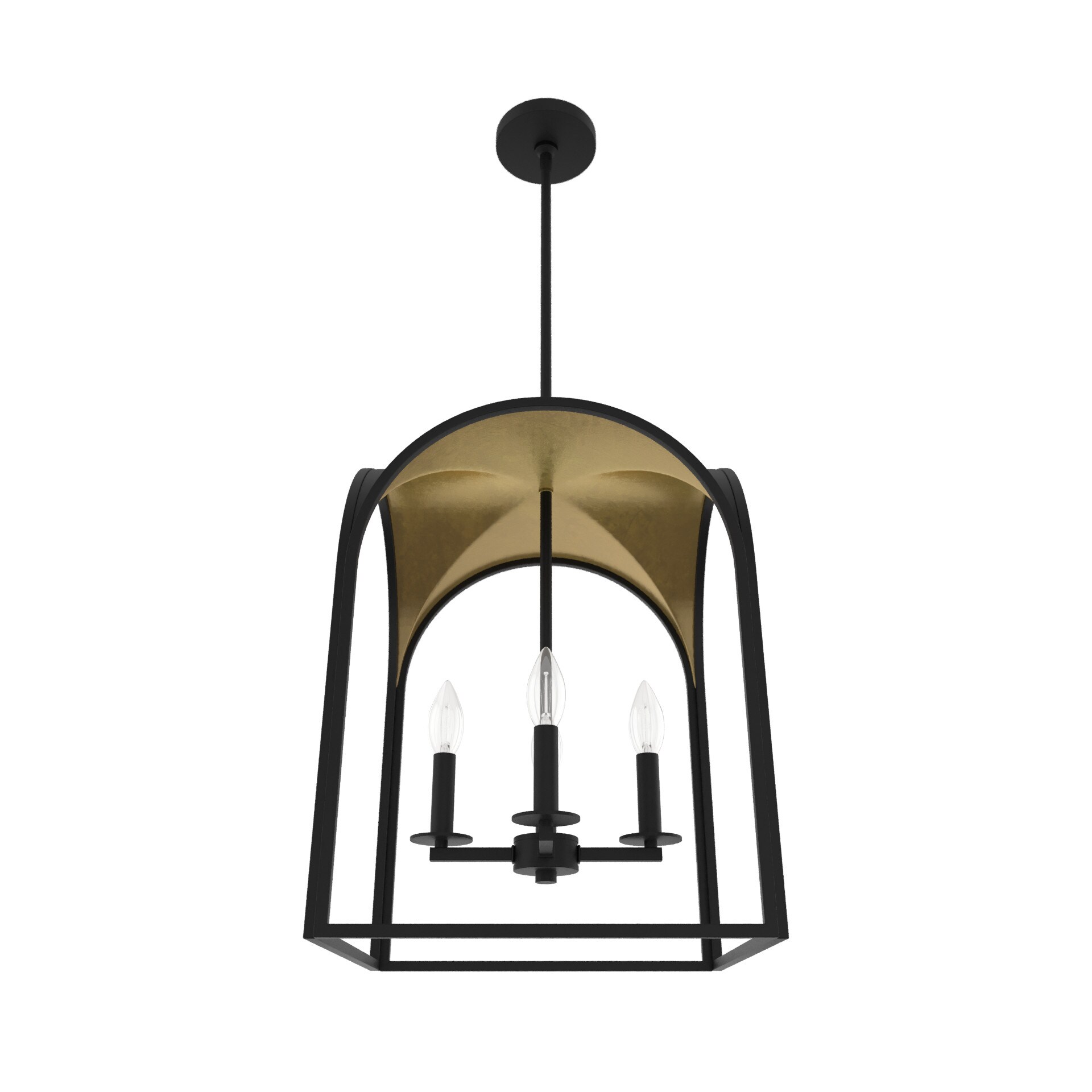 Dukestown Mini 4-Light Lantern Pendant in Black and Gold Leaf
