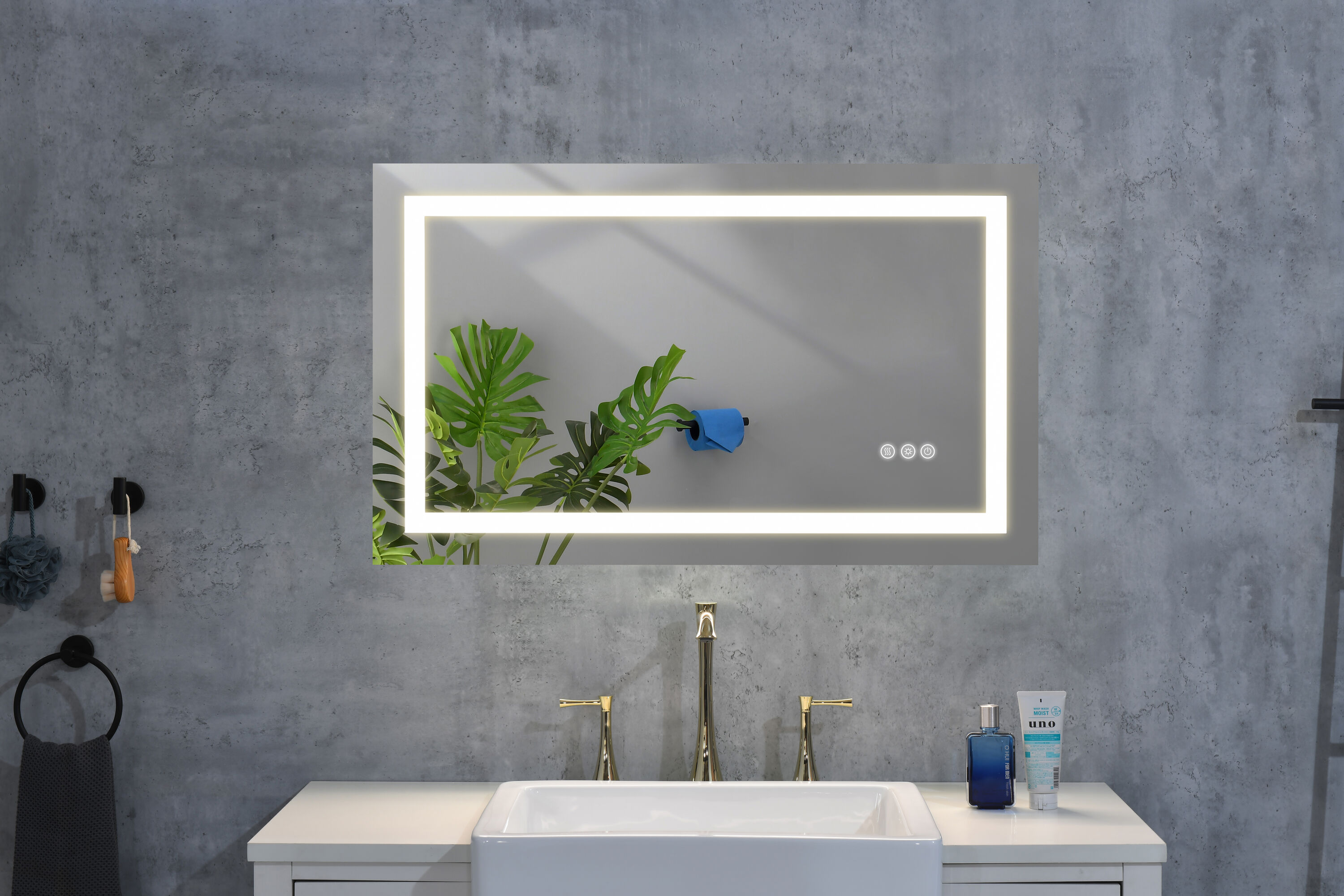 24-in x 40-in Dimmable Lighted Fog Free Tilting Bathroom Vanity Mirror (White) | - Vacolite KP-4024-WDDD