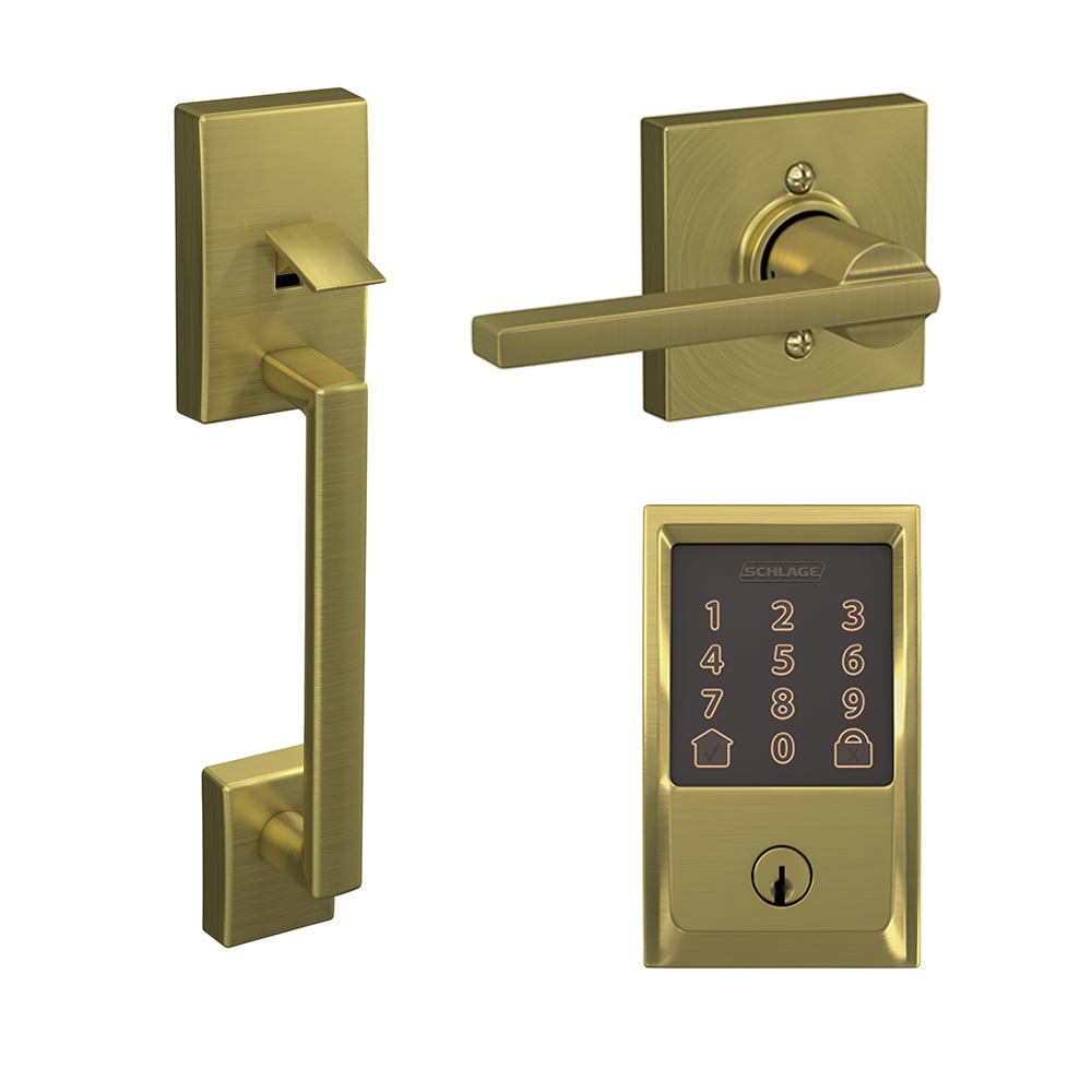 Schlage Encode Century Satin Brass Smart Lock and Handleset Bundle