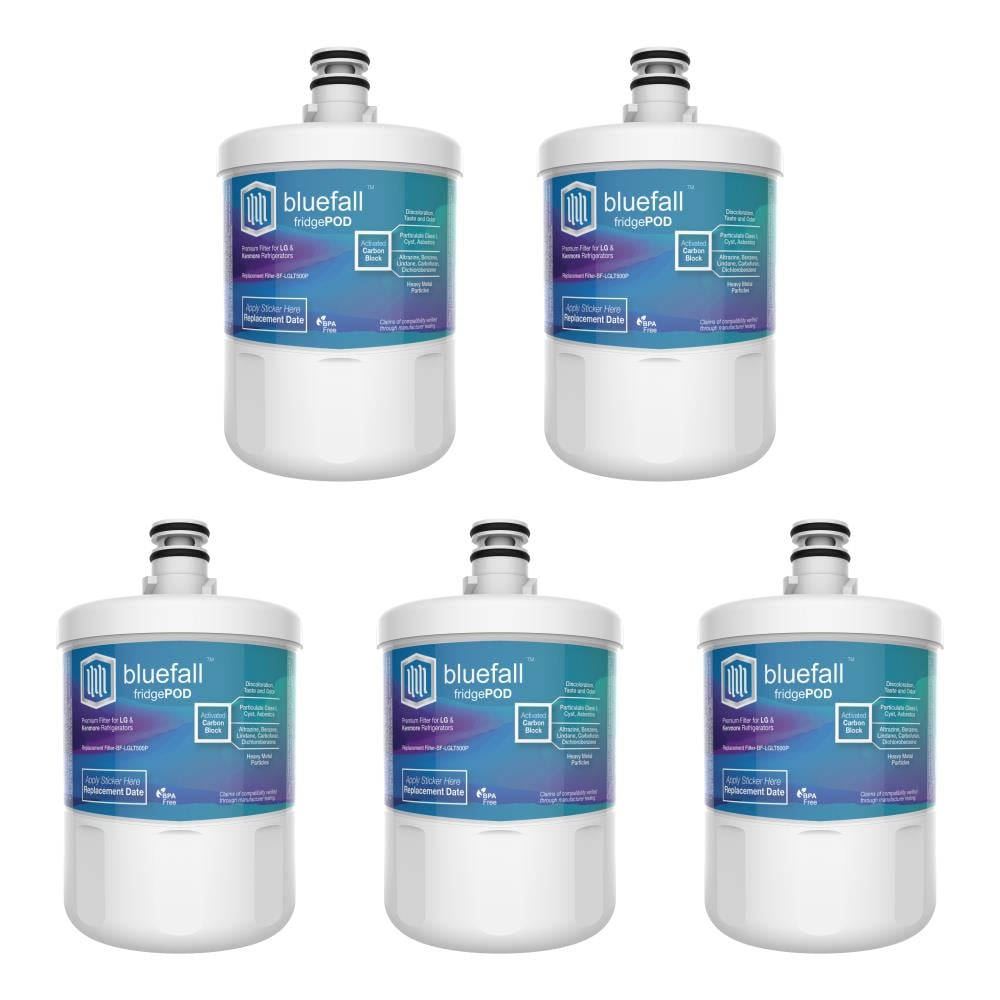 Bluefall BF-LGLT500P-5PACK Twist-in Refrigerator Water Filter FridgePod 5-Pack