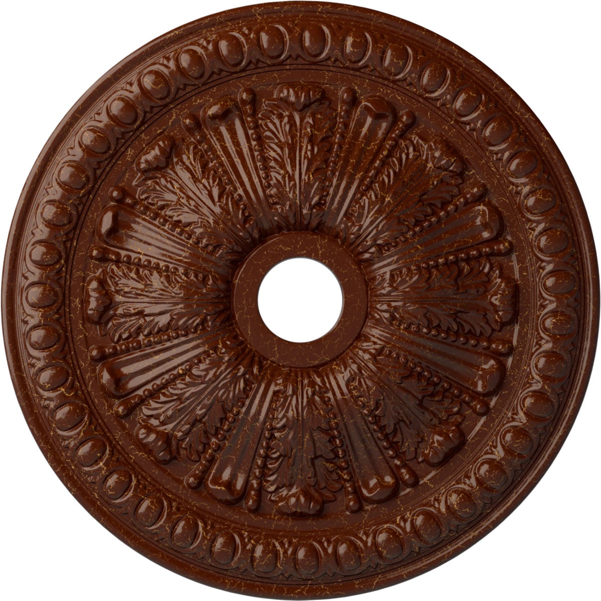 Ekena Millwork CM27TOBMC Tomango Egg and Dart 27.875-in W x 27.875-in L Painted Burnished Mahogany Crackle Polyurethane Whole Ceiling Medallion