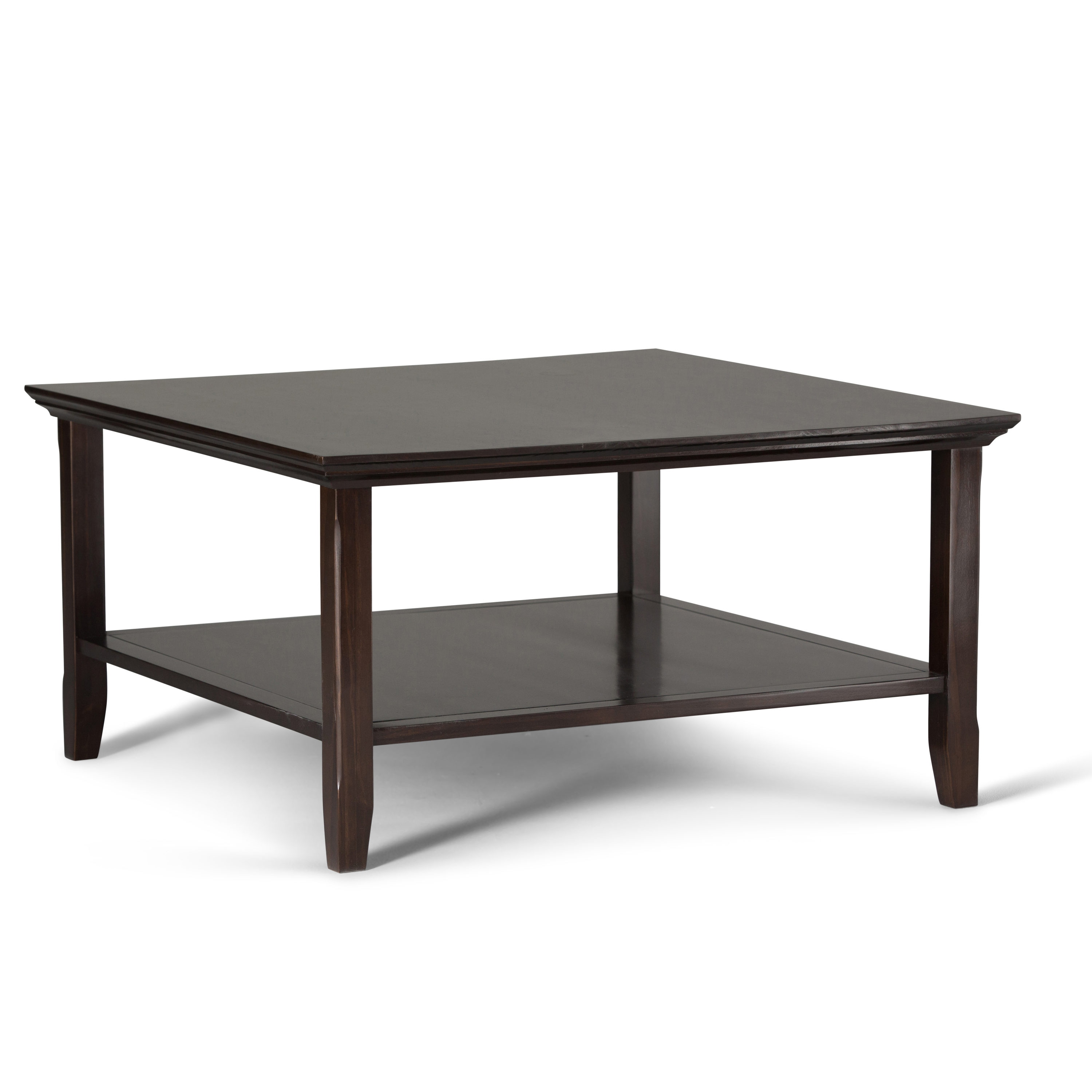 Simpli Home AXCRACA02-BRU Acadian Brunette Brown Pine Wood Modern Coffee Table with Storage
