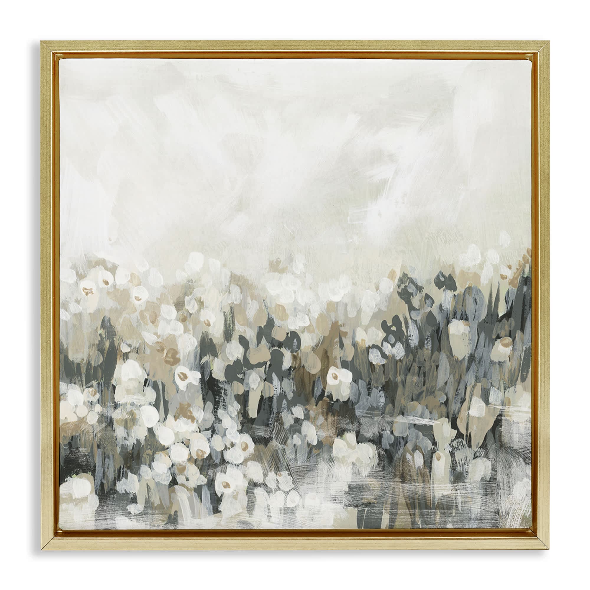 Stupell Industries BS-352-FFG-24X24 Grey Speckled Flowers Floating Frame design by June Erica Vess