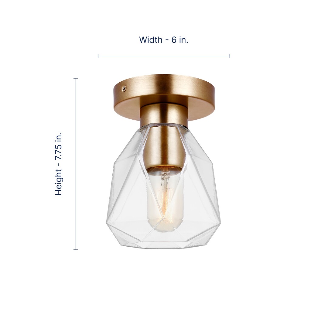 Quinn Satin Brass Glass Drum Semi-Flush Mount Light