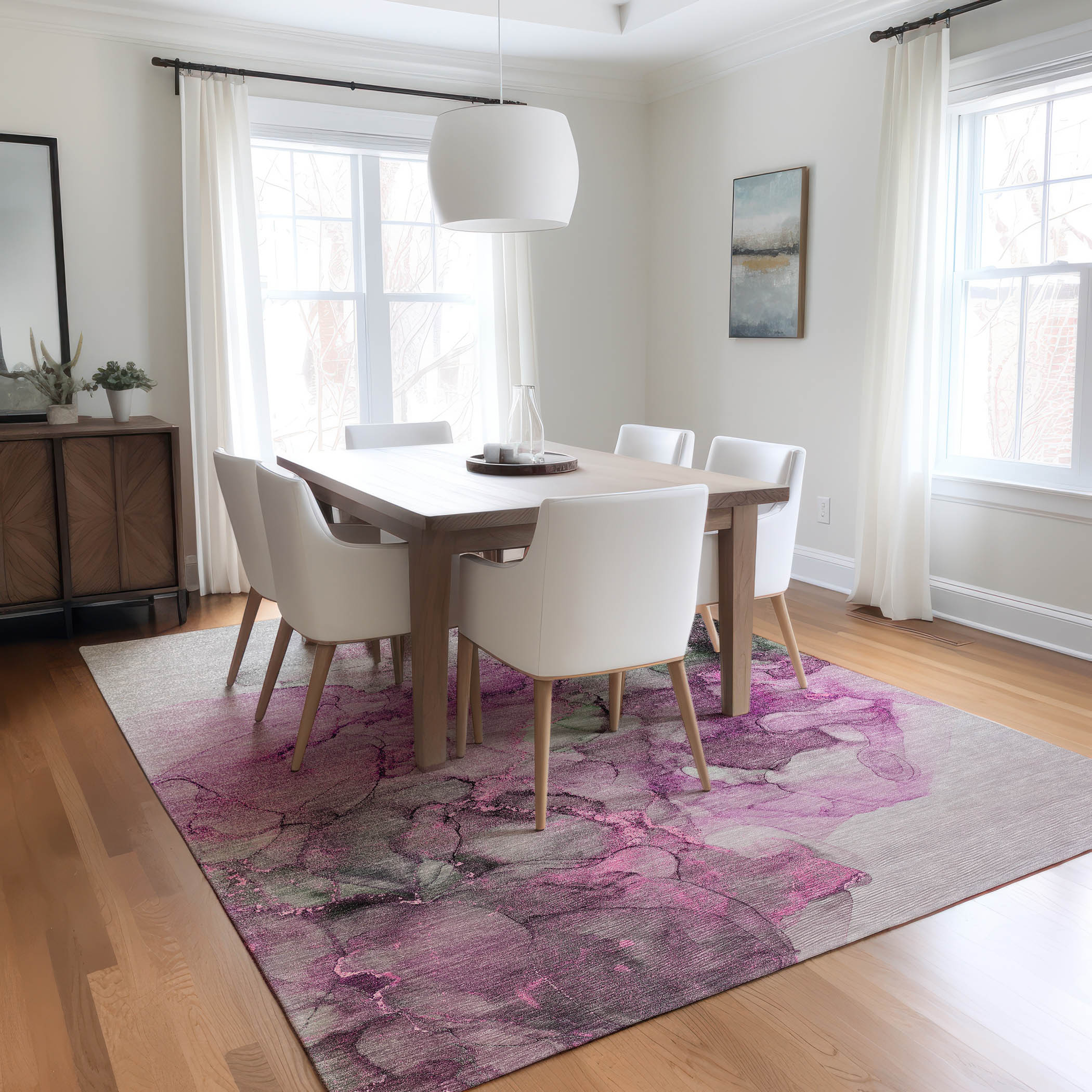 Addison Rugs ACN520PI3X5 Chantille ACN520PI 3 x 5 (ft) Polyester Pink Rectangular Indoor/Outdoor Abstract Machine washable Area rug