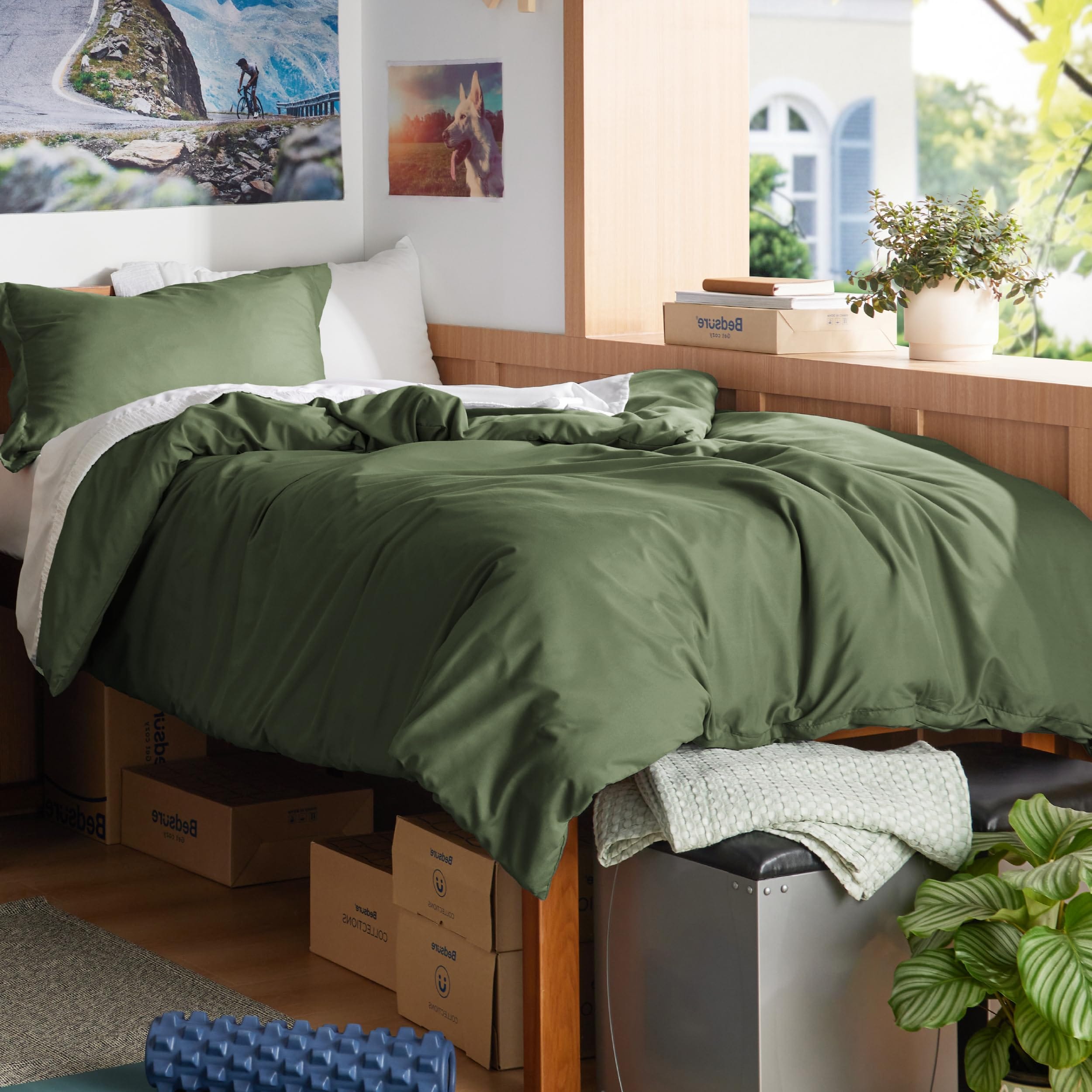 Bedsure 68x90 Twin 3-Piece Green Duvet Cover Set