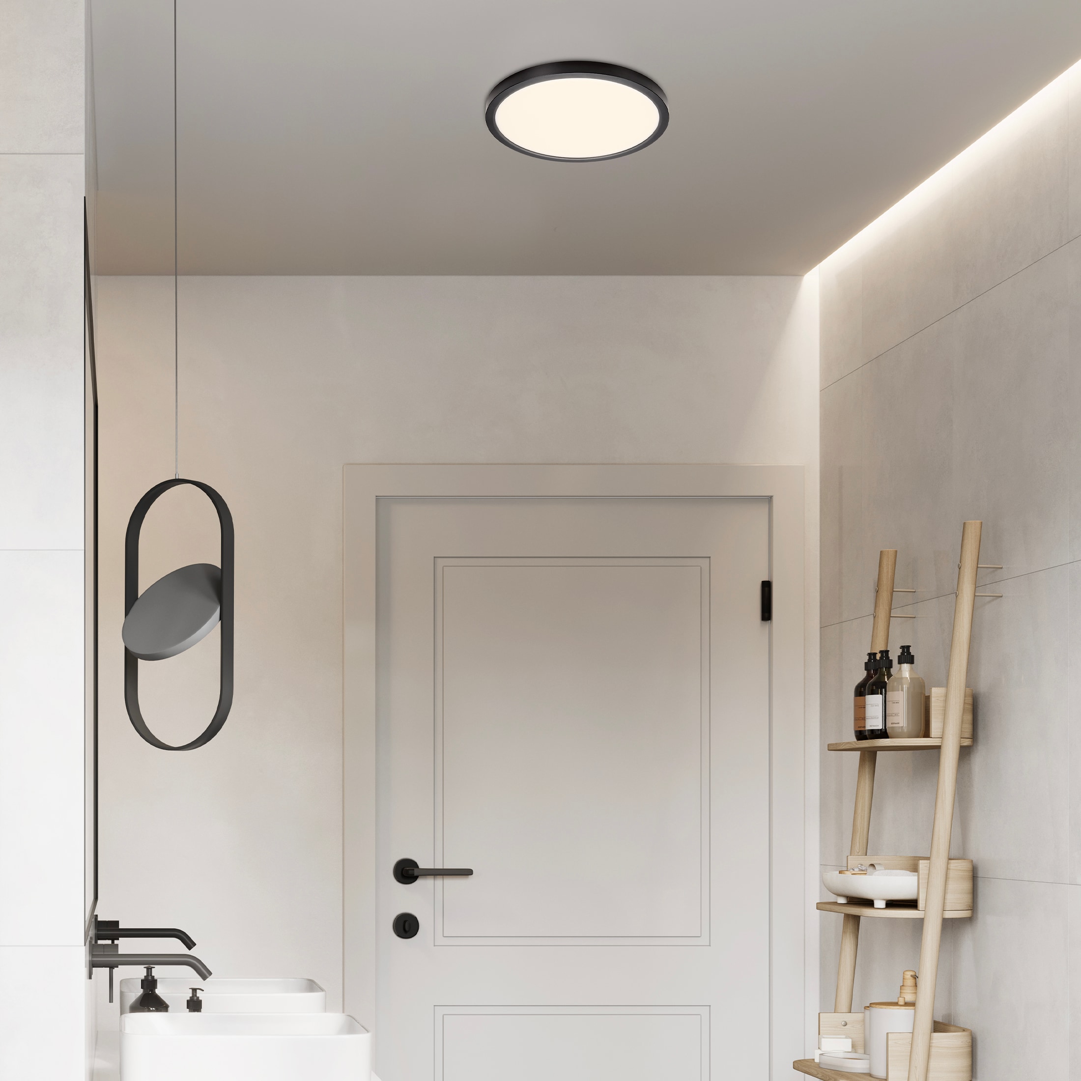 12-Inch Black Aluminum Round LED Flush Mount Ceiling Light