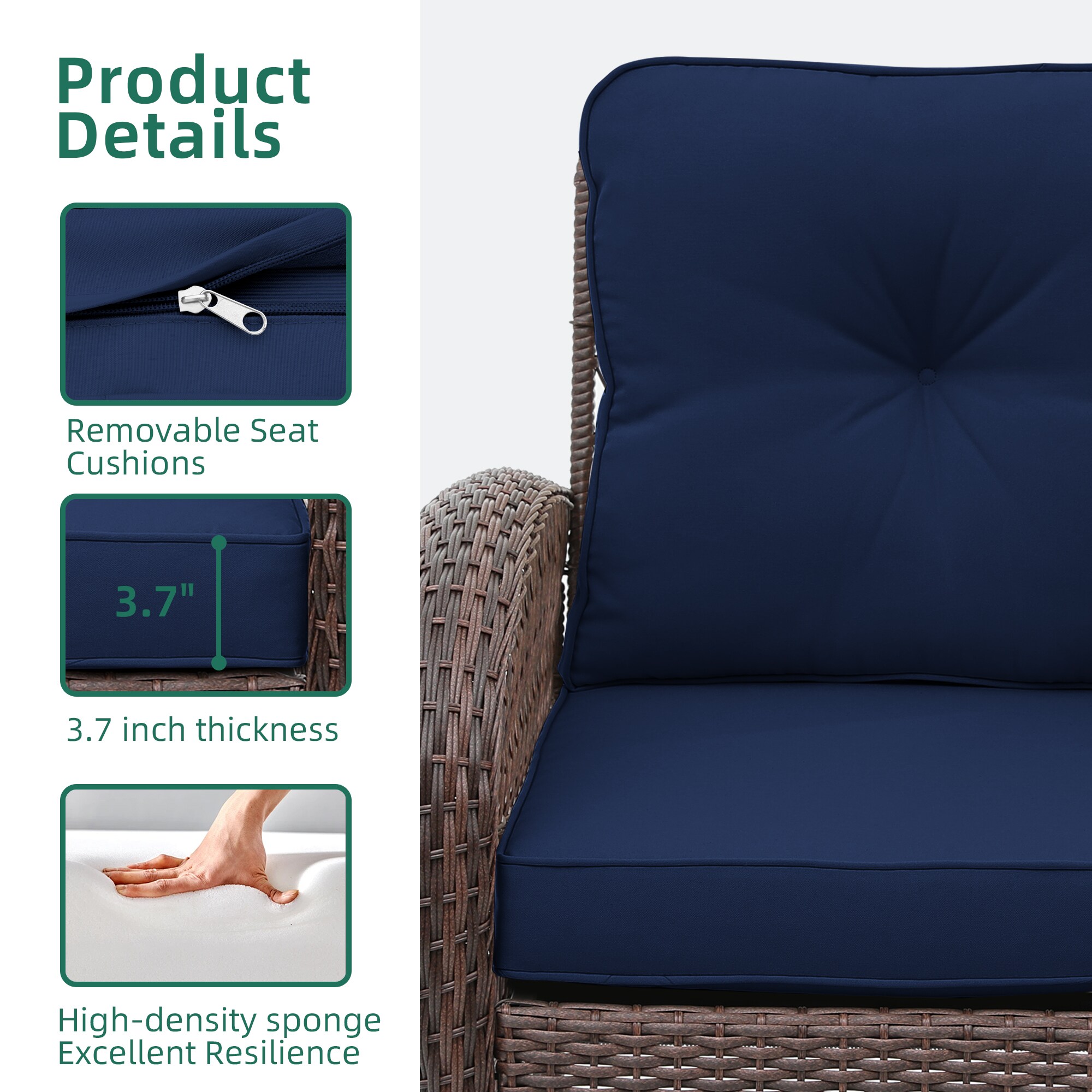UPHA LHBR-2AB-NAVYBLUE Patio-Conversation-Sets - View #5