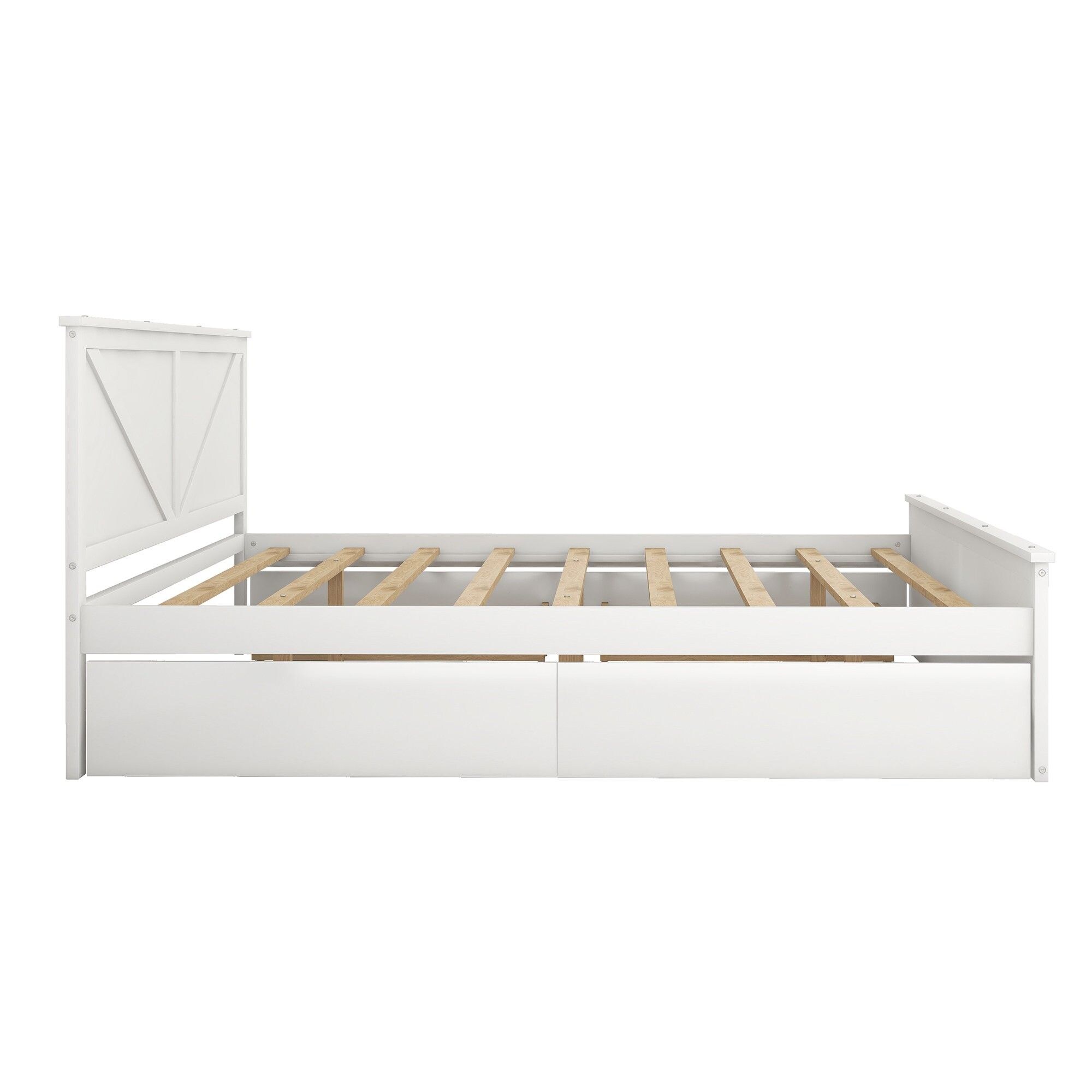 Yiekholo White King Wood Platform Bed with Storage in the Beds ...