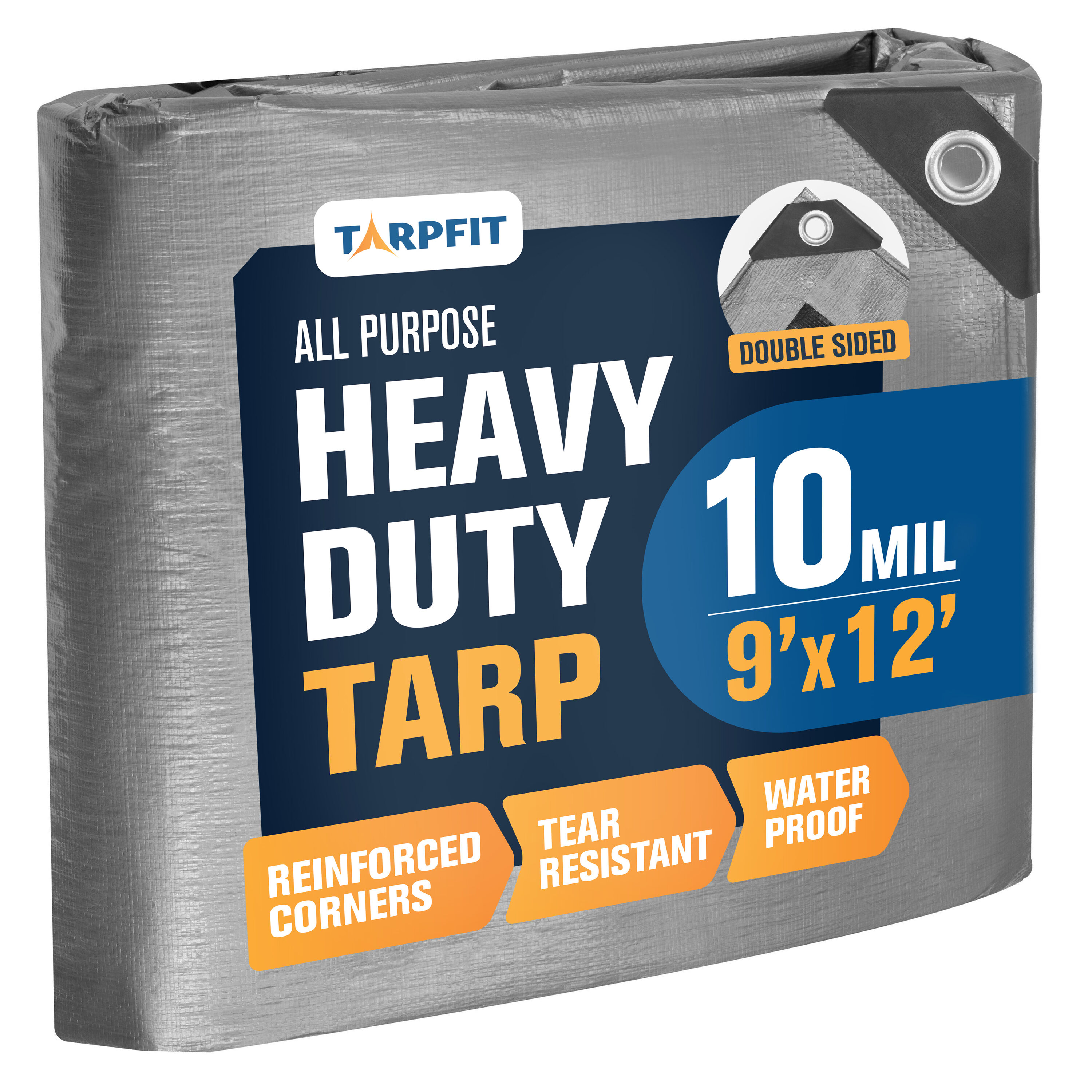 TARPFIT T10F-SB912 9-ft x 12-ft Silver Waterproof Commercial Polyethylene 10-mil Tarp
