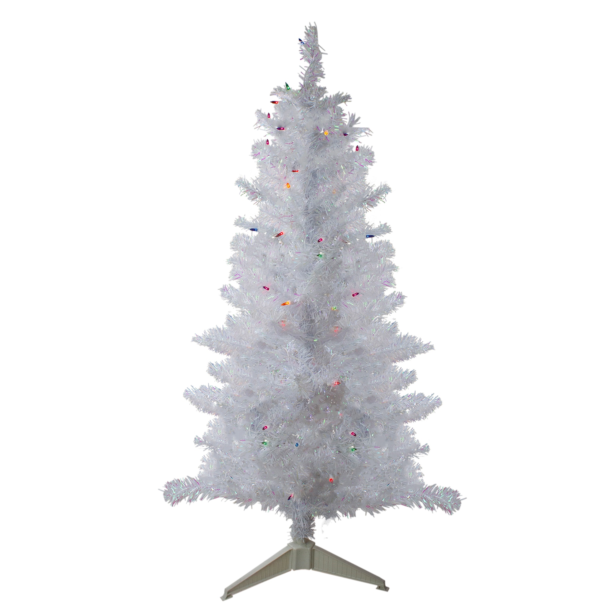 Northlight - 4-ft Pine Pre-lit White Artificial Christmas Tree with Multicolor Incandescent Lights