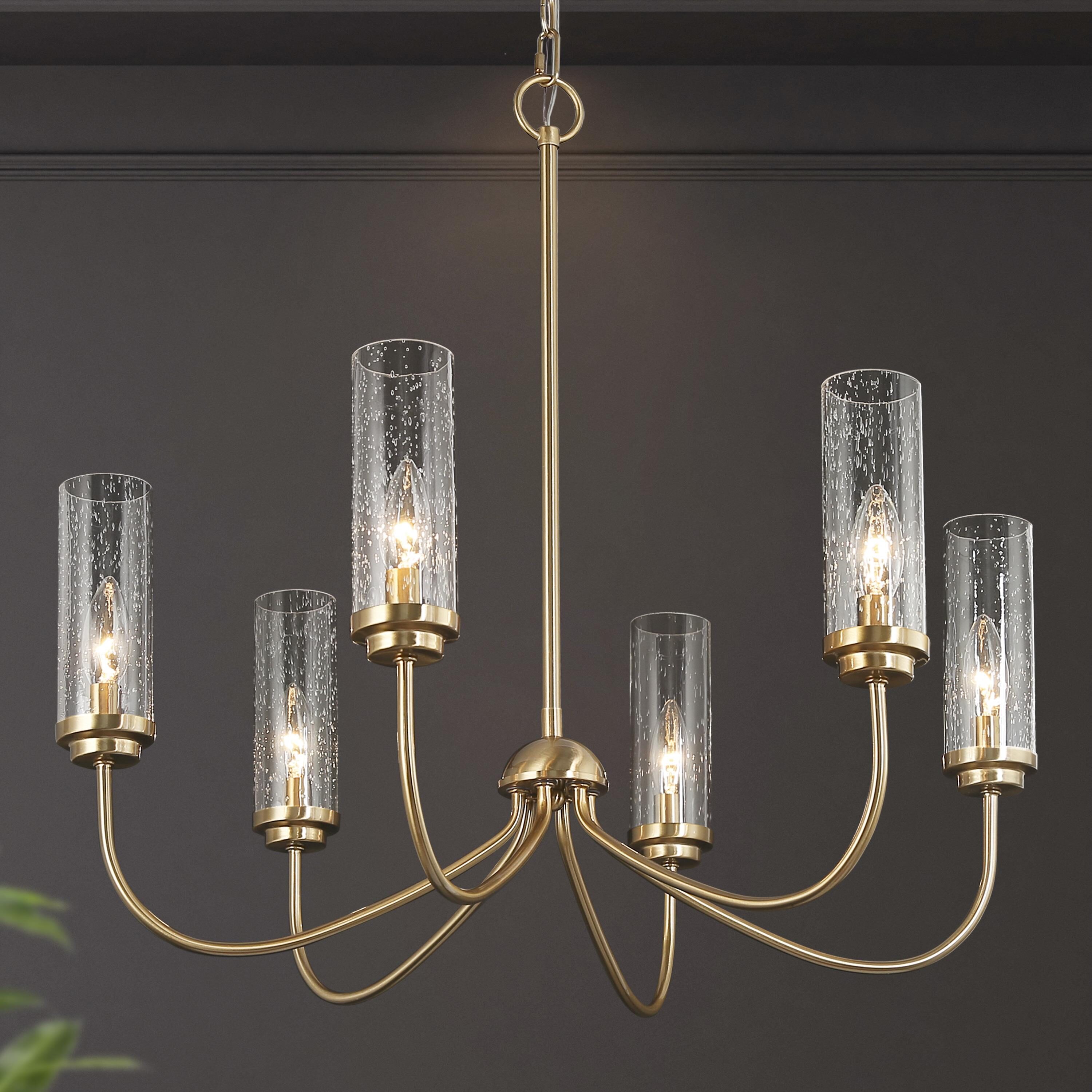LNC YYQ7JMLWS4218Y7 Ellan 6 -Light Polished Gold Modern/contemporary For Use in Bedrooms, Dining Rooms, Foyers, Kitchens, Living Rooms Chandelier