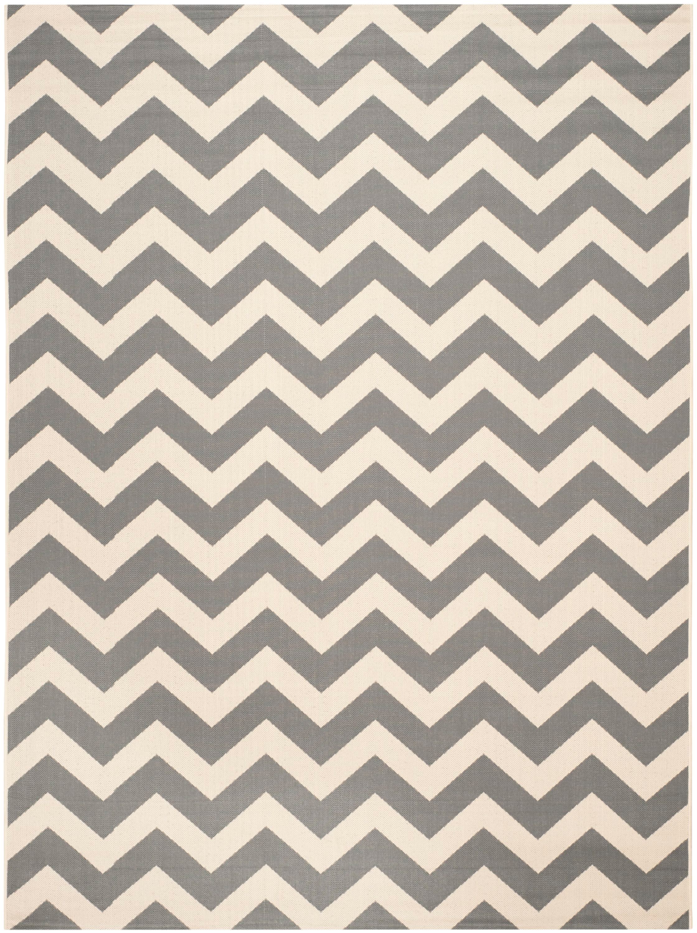 Safavieh CY6244-246-8 Courtyard Aiea 8 x 11 (ft) Loomed Polypropylene Gray/Beige Rectangular Indoor/Outdoor Chevron Coastal Area rug