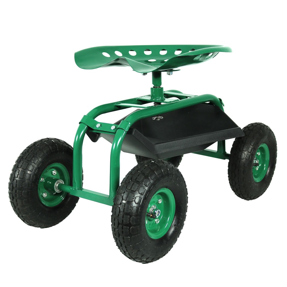 Sunnydaze Decor Green Steel Garden Cart with Adjustable Seat and Pneumatic Wheels – 300 lb. Capacity QH-RC960-GN Sansujyuku sansujyuku.com