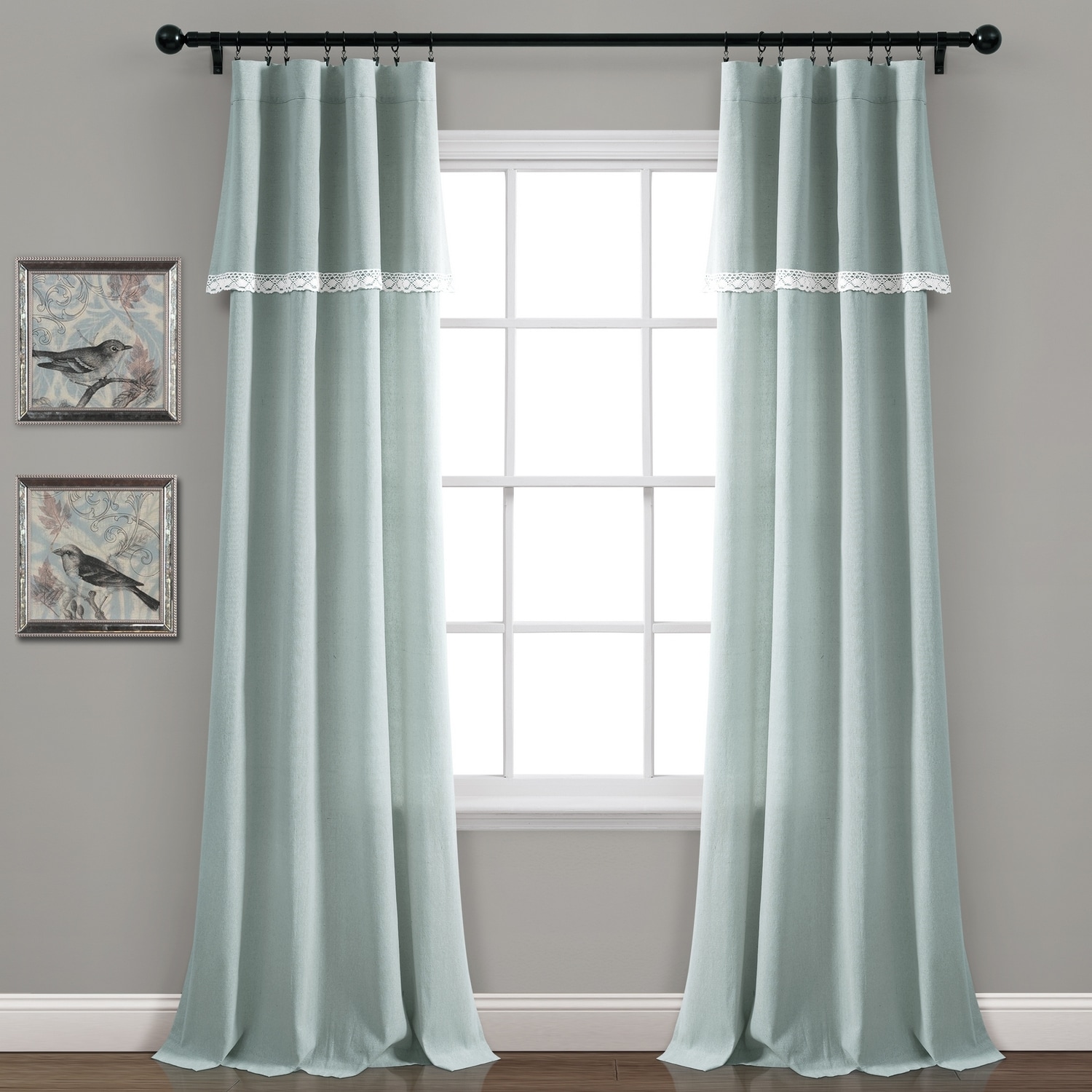 Lush Decor 16T004268 84-Inches Blue Rod pocket Curtain panel pair