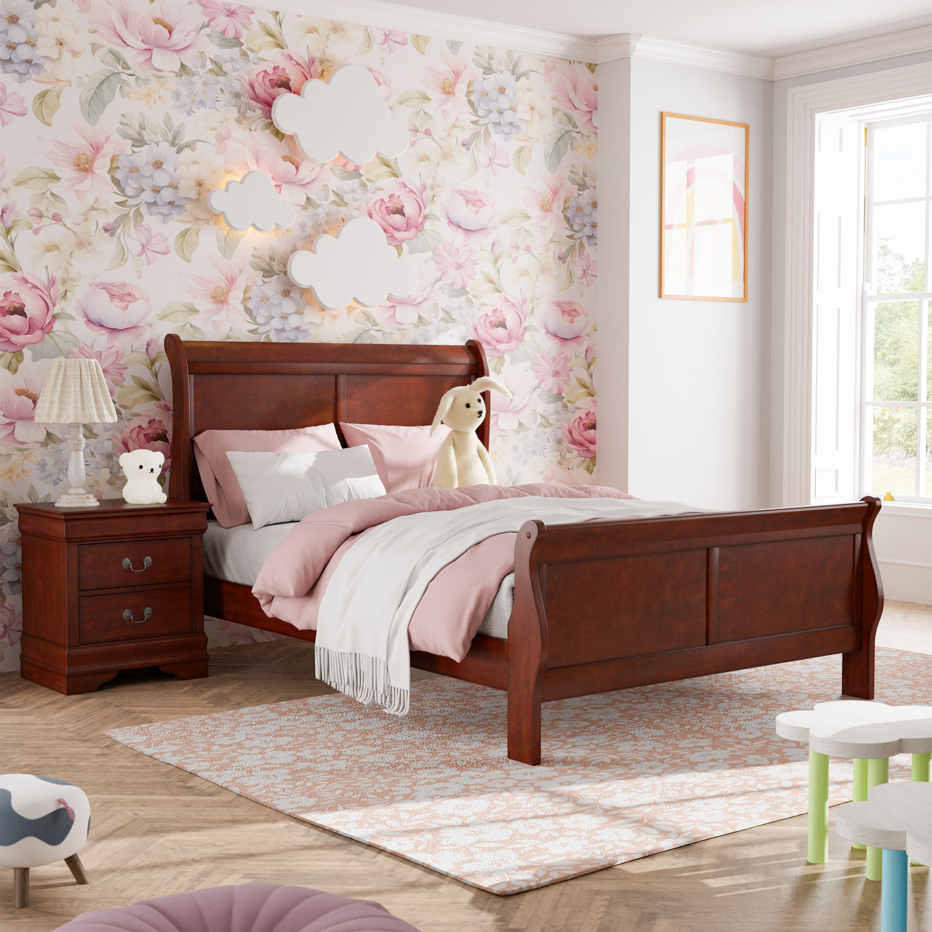 Furniture of America EC-7866CH-F-2PC Burkhart Cherry Full Bedroom Set