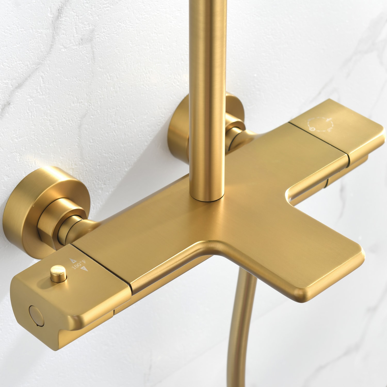 Pouuin Ob Brushed Gold 9.8-in Waterfall Shower Faucet Bar System with 4 ...