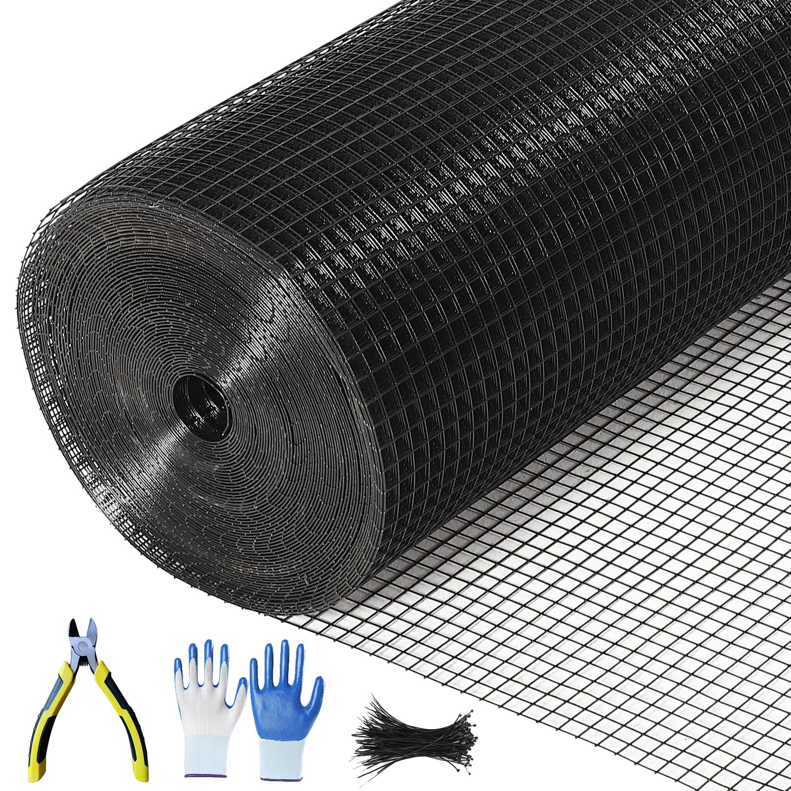GarveeLife 6-ft x 100-ft 19 Gauge Black Galvanized Welded Wire Mesh Roll Rust Resistant Wire Fencing