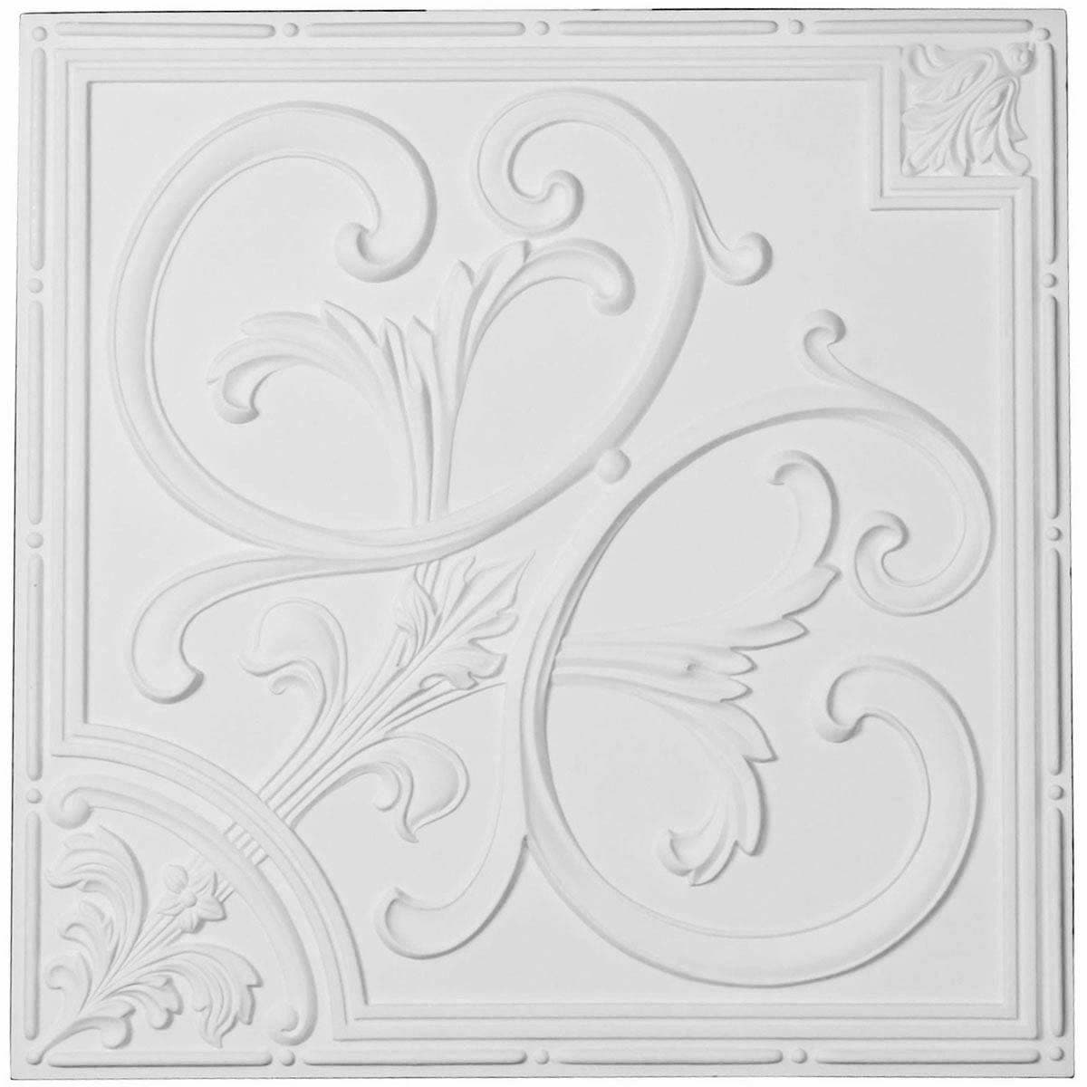 Ekena Millwork CT24X24OD 2-ft x 2-ft Odessa White Urethane Drop Ceiling Tile (1-Pack, 4-sq ft / Case)