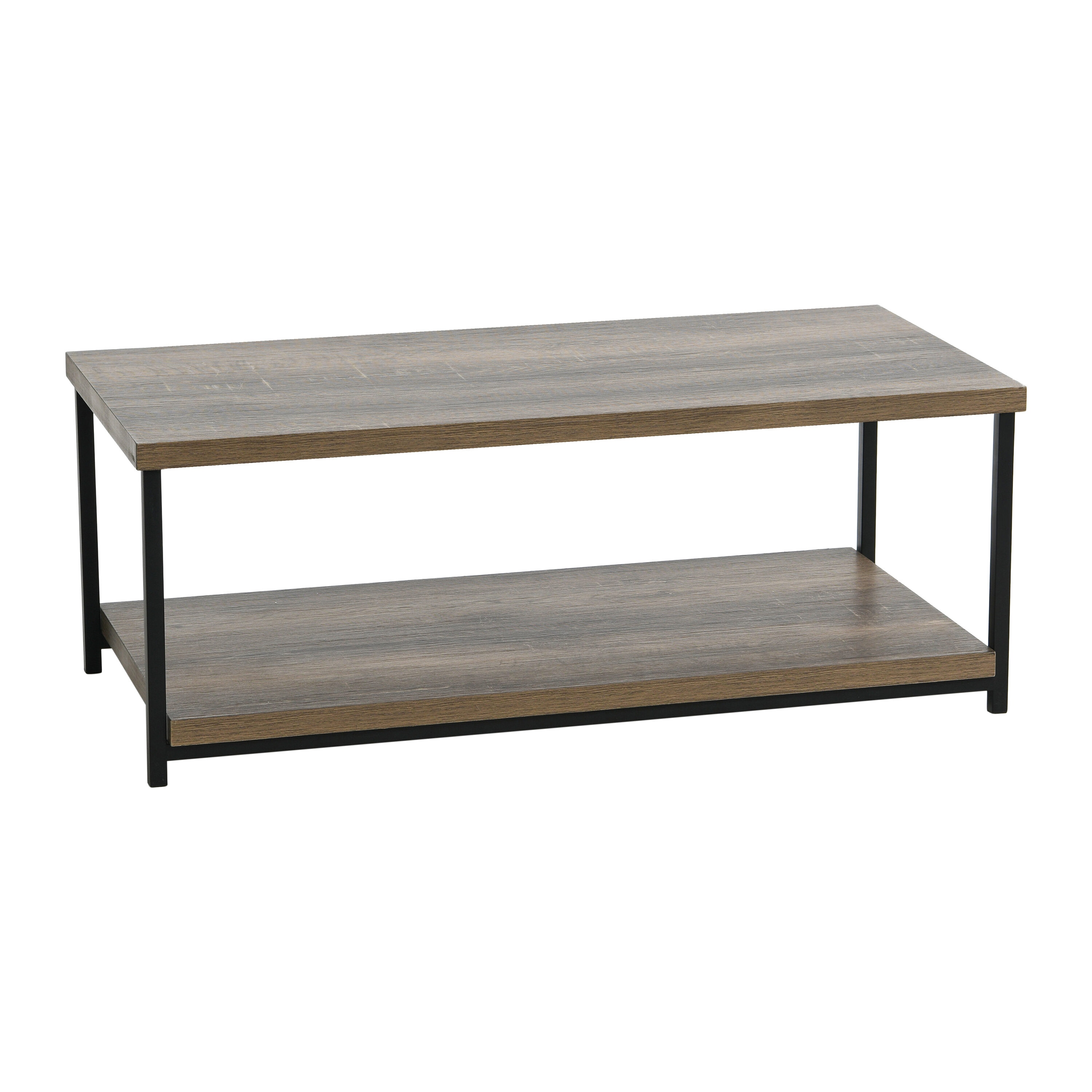 Household Essentials - Jamestown Rectangular Coffee Table with Storage Shelf Ashwood Rustic Wood ...